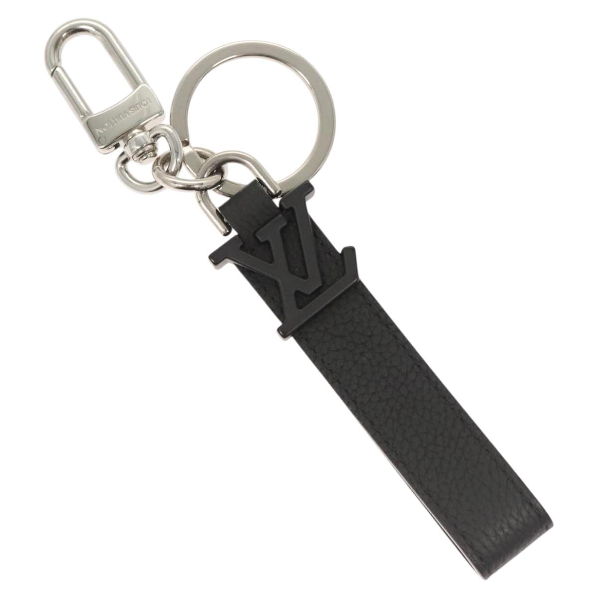LOUIS VUITTON Dragon Nua Erogram Key Ring Leather Black M01194 LV Auth 122857