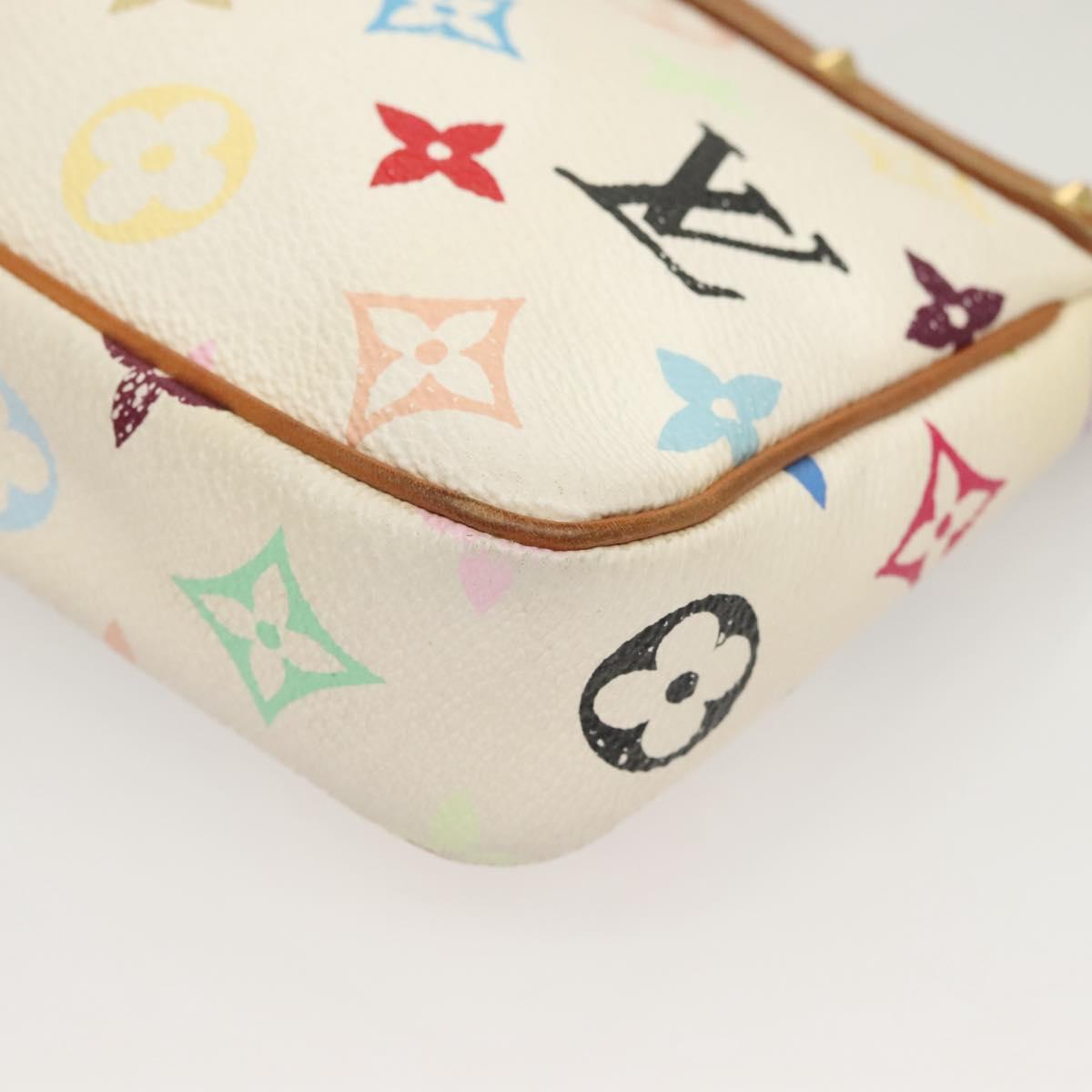 LOUIS VUITTON Multicolor Pochette Accessoires Pouch White M92649 LV Auth 122878