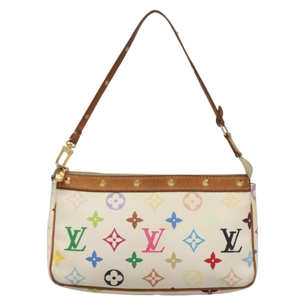 LOUIS VUITTON Multicolor Pochette Accessoires Pouch White M92649 LV Auth 122878