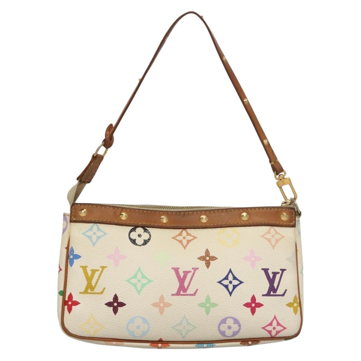 LOUIS VUITTON Multicolor Pochette Accessoires Pouch White M92649 LV Auth 122878
