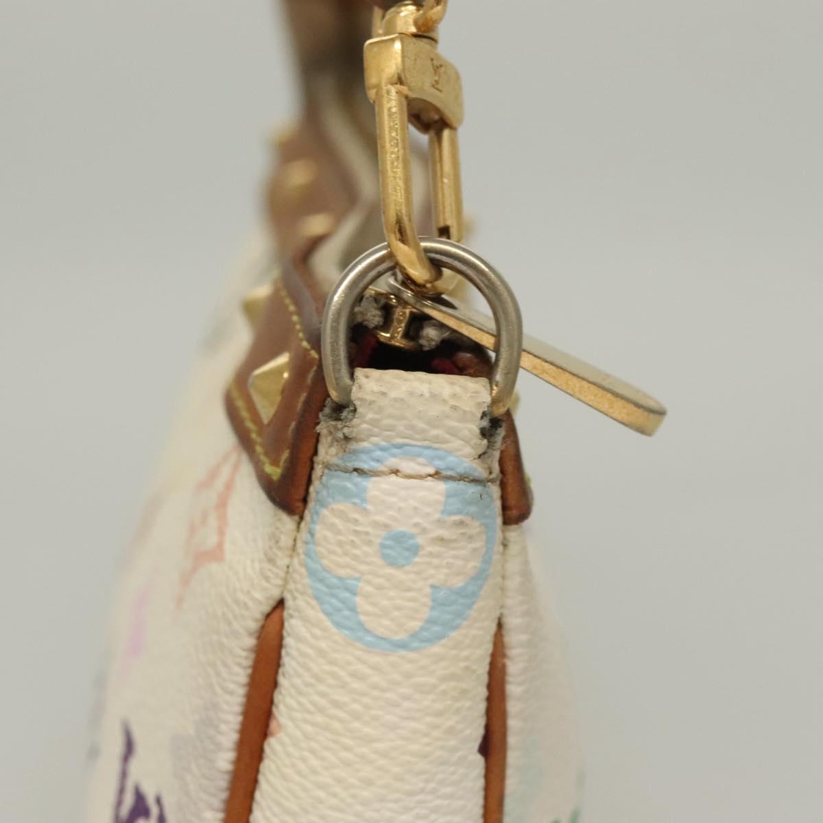 LOUIS VUITTON Multicolor Pochette Accessoires Pouch White M92649 LV Auth 122878