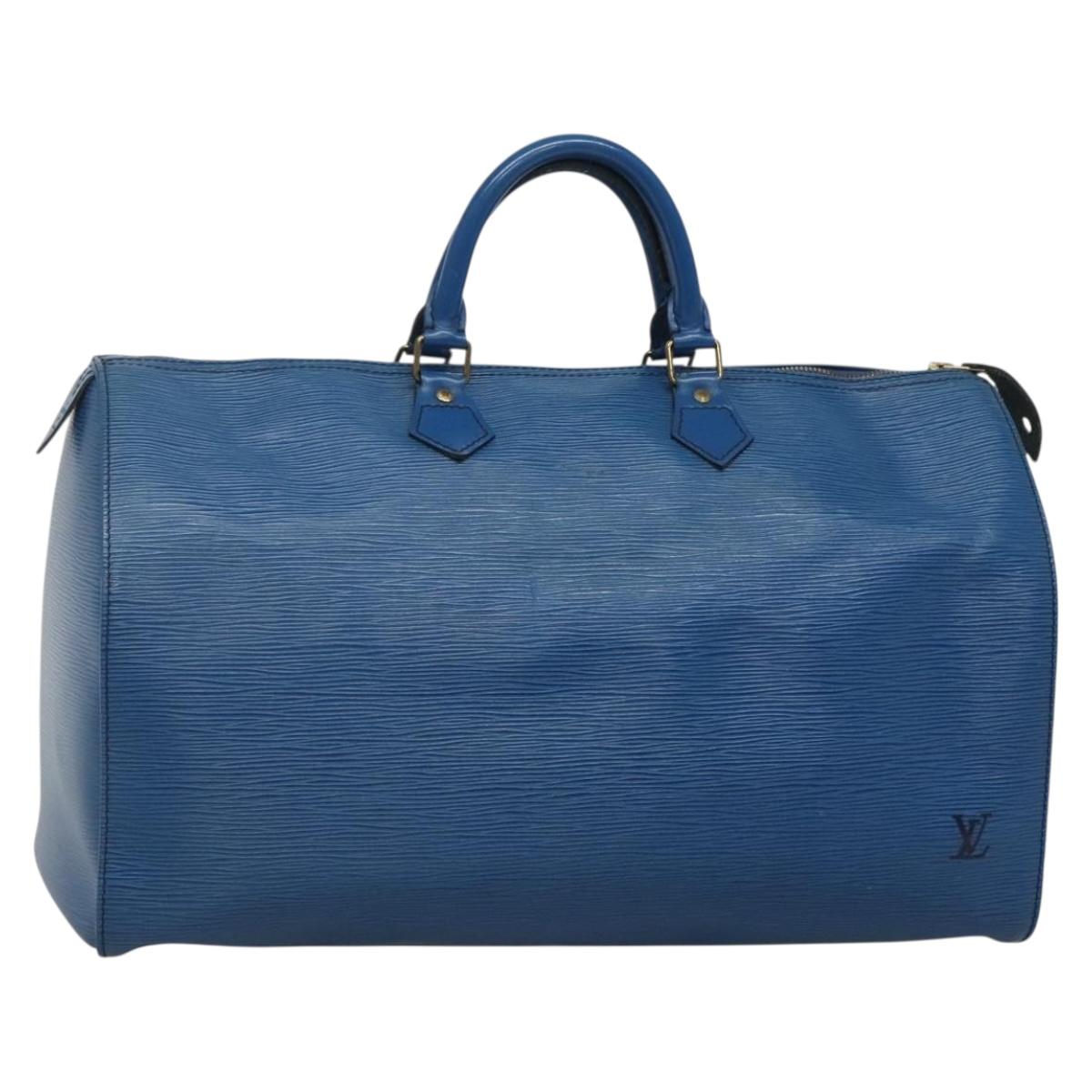 LOUIS VUITTON Epi Speedy 40 Hand Bag Toledo Blue M42985 LV Auth 122882