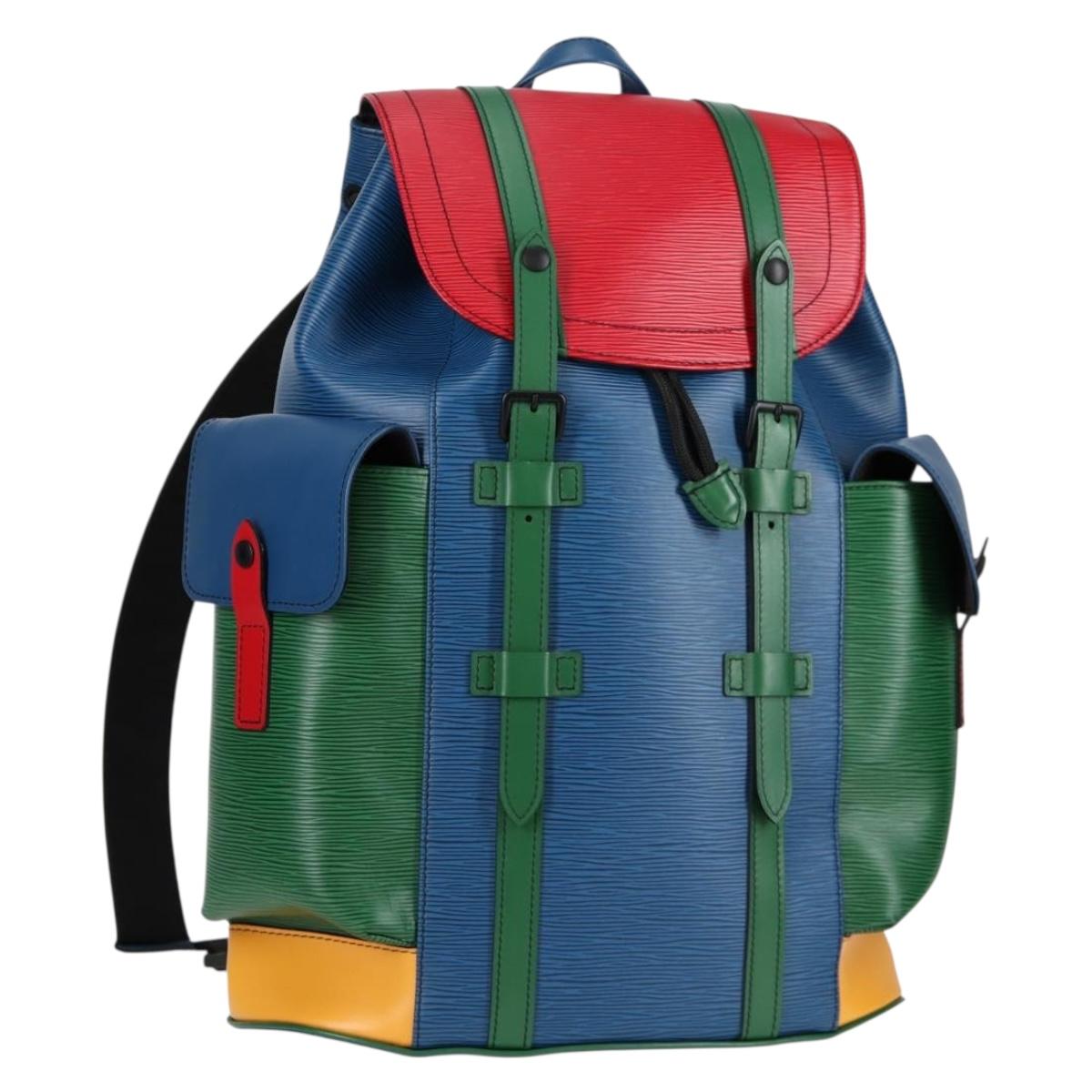 LOUIS VUITTON Epi Christopher PM Backpack Tricolor Blue Red M55565 Auth 122883M