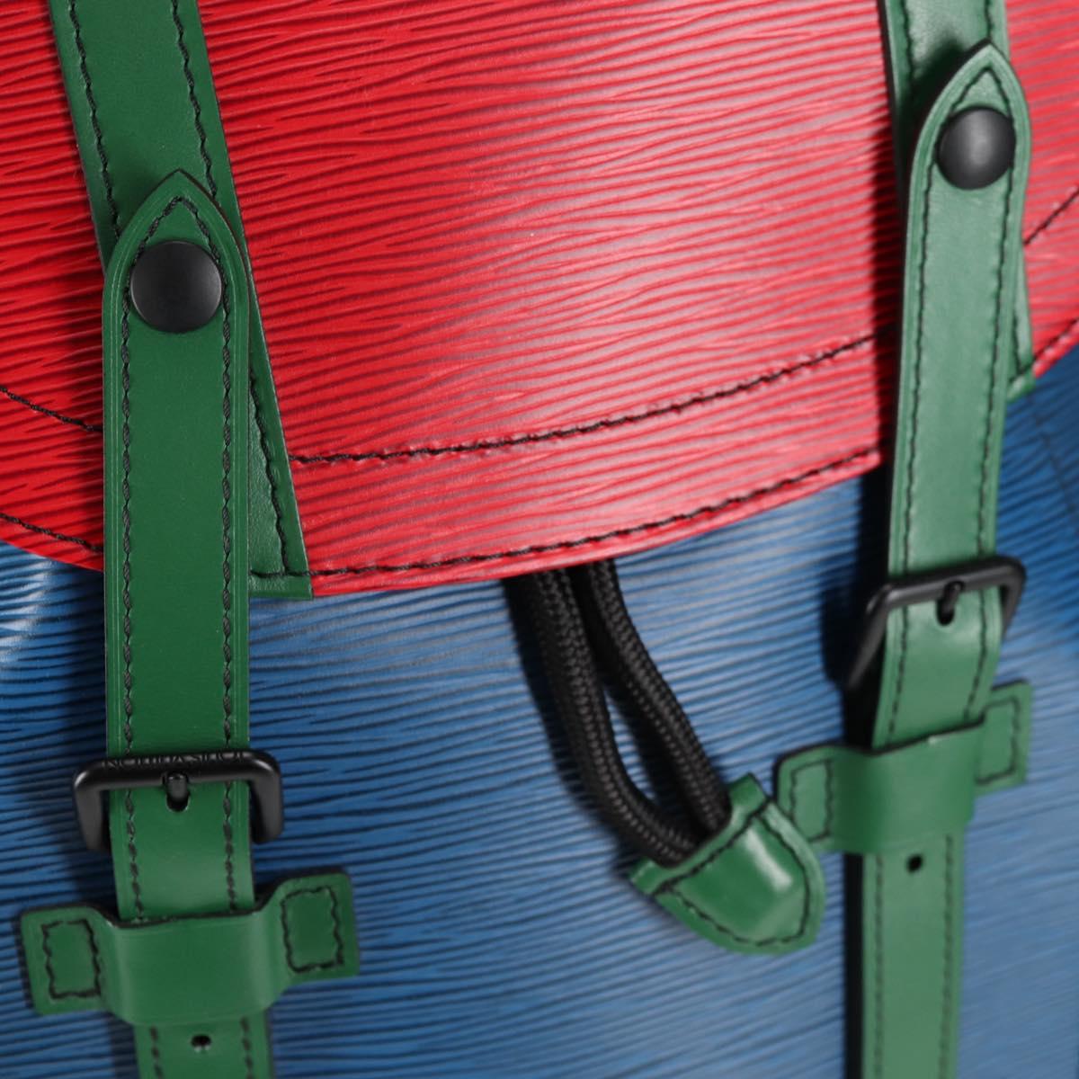 LOUIS VUITTON Epi Christopher PM Backpack Tricolor Blue Red M55565 Auth 122883M