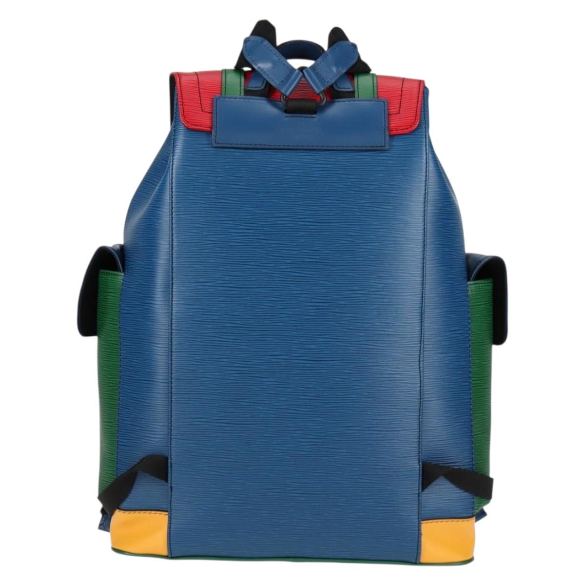LOUIS VUITTON Epi Christopher PM Backpack Tricolor Blue Red M55565 Auth 122883M
