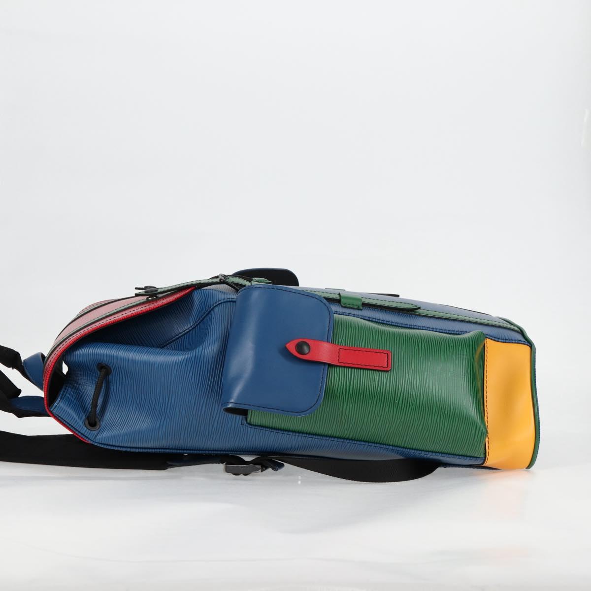 LOUIS VUITTON Epi Christopher PM Backpack Tricolor Blue Red M55565 Auth 122883M