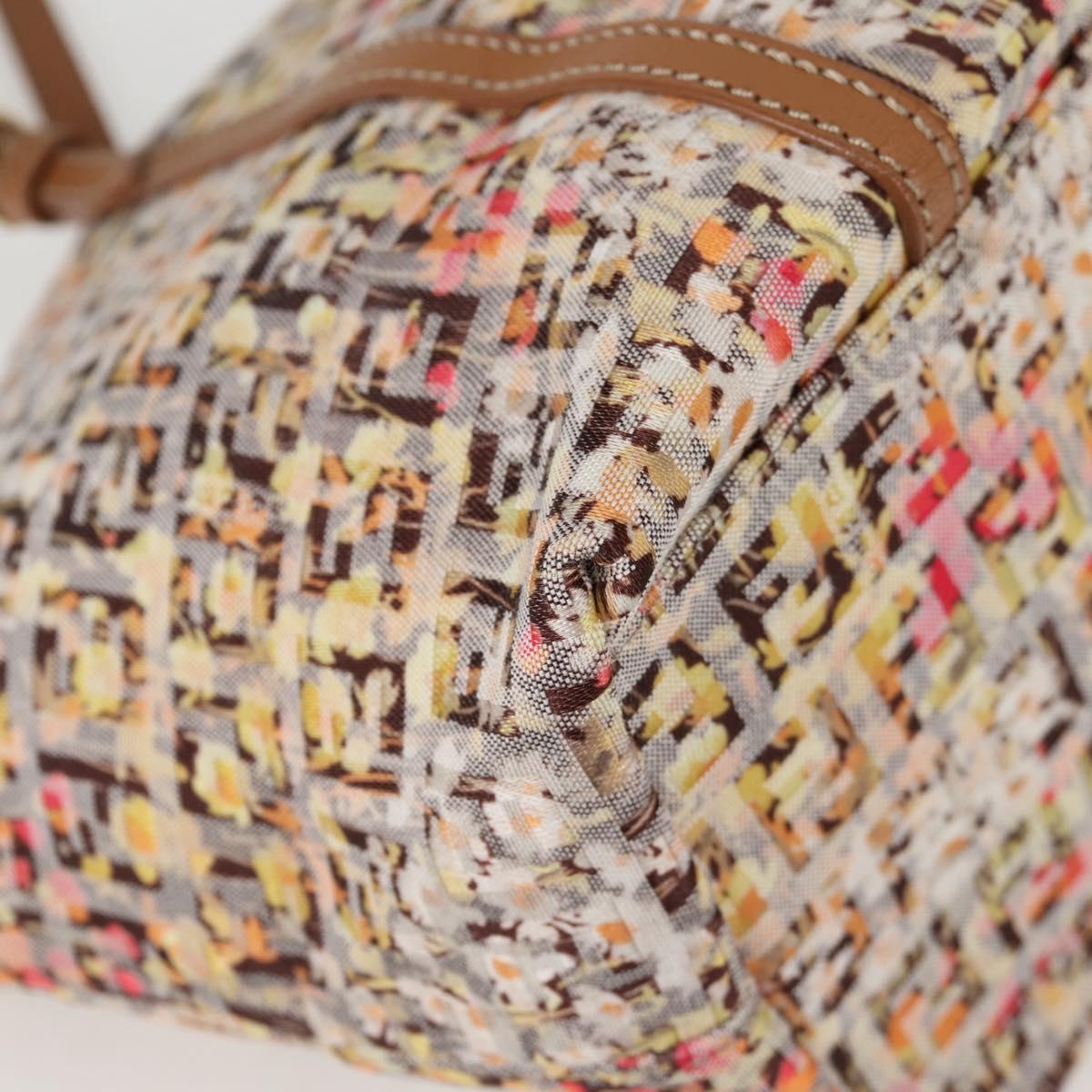 FENDI Zucchino Canvas Hand Bag Beige Gold Auth 122885V
