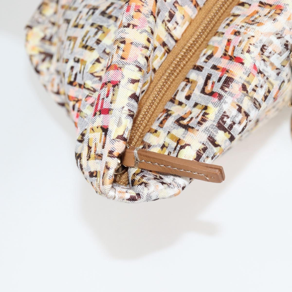 FENDI Zucchino Canvas Hand Bag Beige Gold Auth 122885V