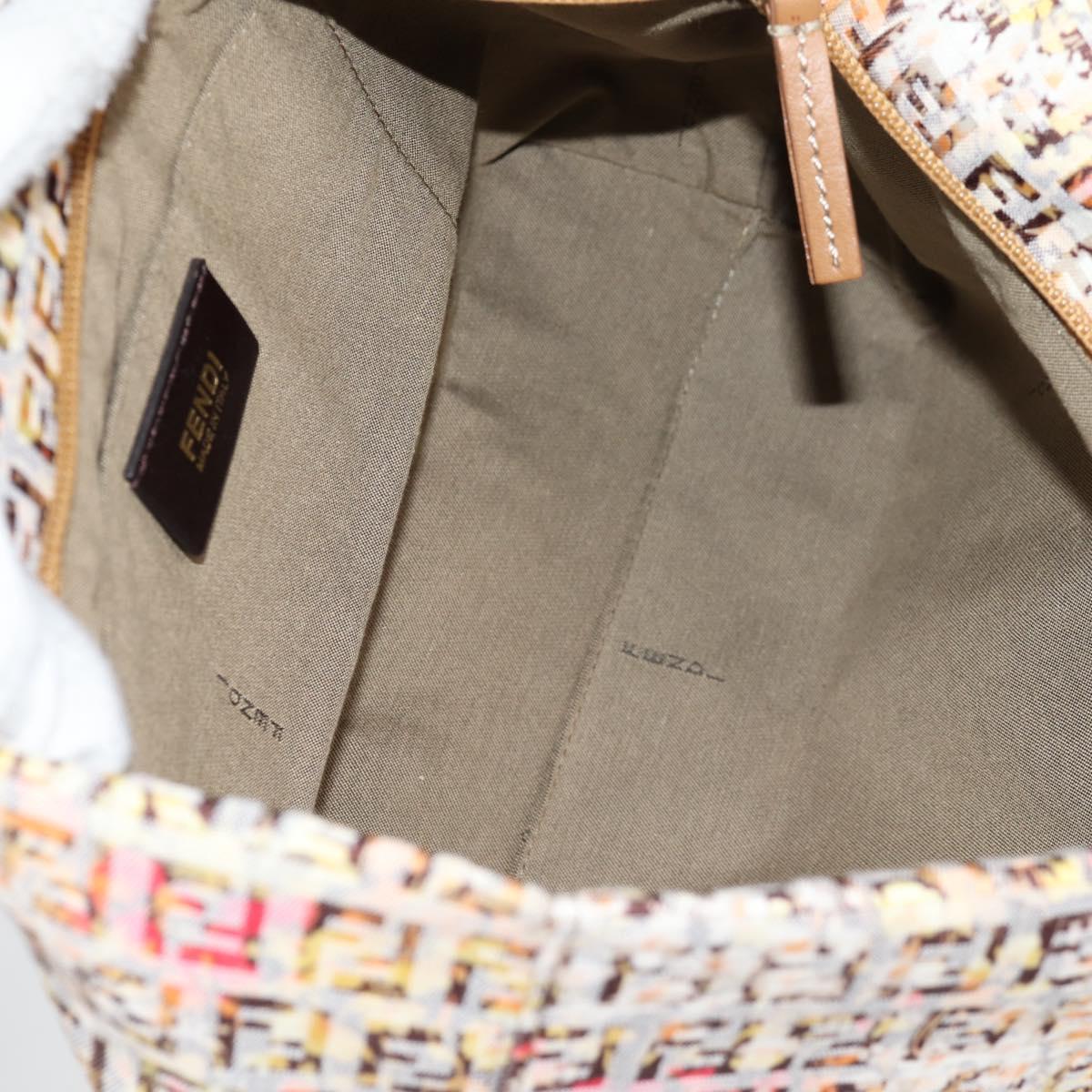 FENDI Zucchino Canvas Hand Bag Beige Gold Auth 122885V