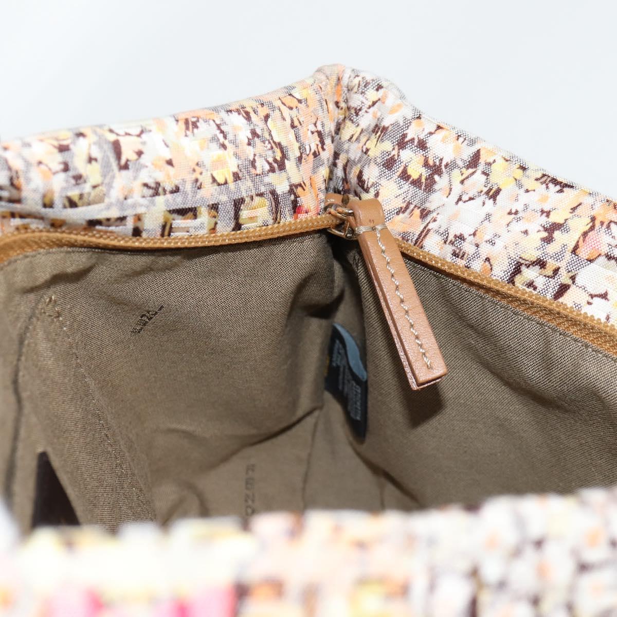 FENDI Zucchino Canvas Hand Bag Beige Gold Auth 122885V