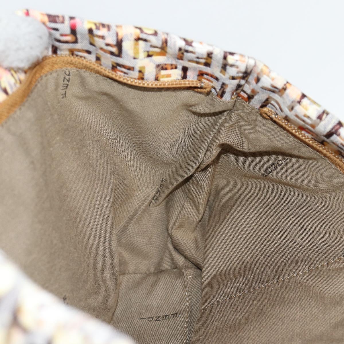 FENDI Zucchino Canvas Hand Bag Beige Gold Auth 122885V