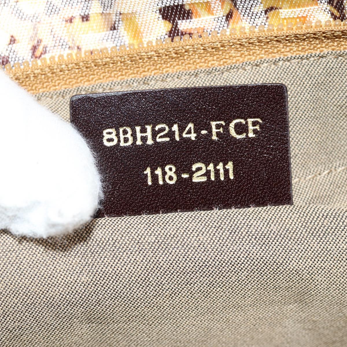 FENDI Zucchino Canvas Hand Bag Beige Gold Auth 122885V