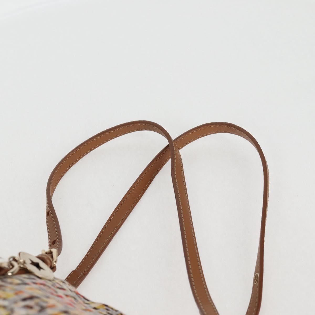 FENDI Zucchino Canvas Hand Bag Beige Gold Auth 122885V