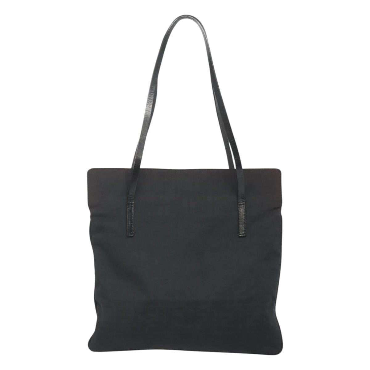 FENDI Zucca Canvas Tote Bag Nylon Black Silver Auth 122900