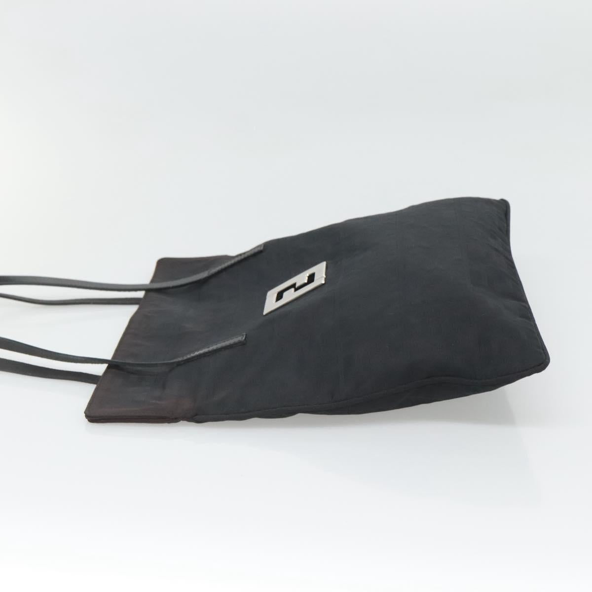 FENDI Zucca Canvas Tote Bag Nylon Black Silver Auth 122900