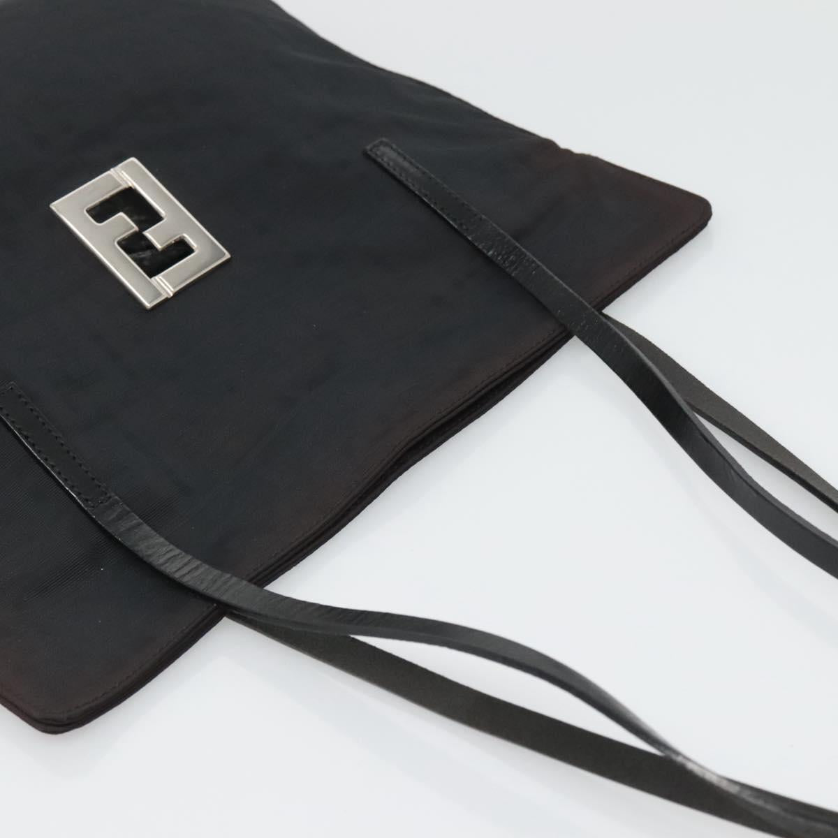 FENDI Zucca Canvas Tote Bag Nylon Black Silver Auth 122900