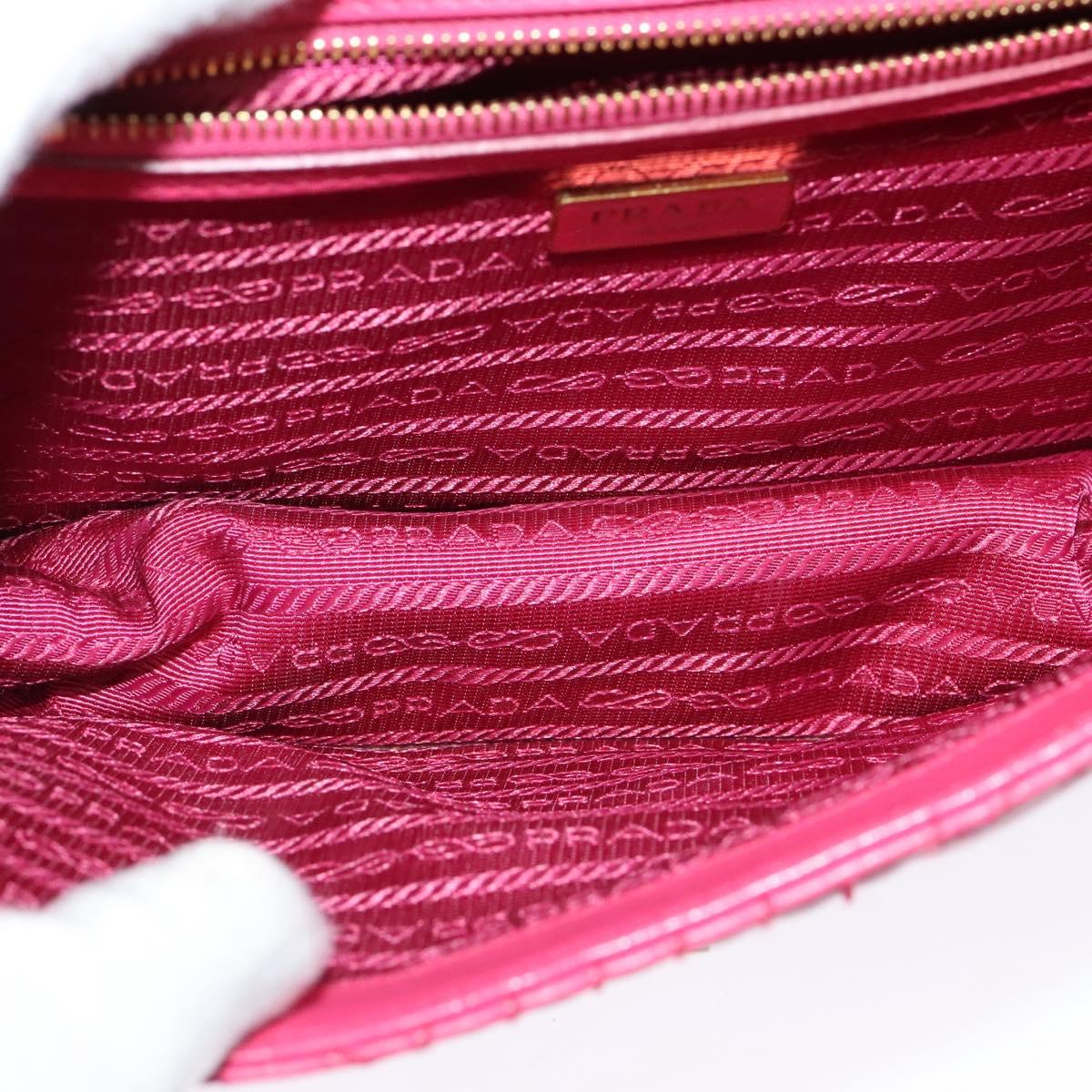 PRADA Chain Shoulder Bag Leather Pink Gold Auth 122903