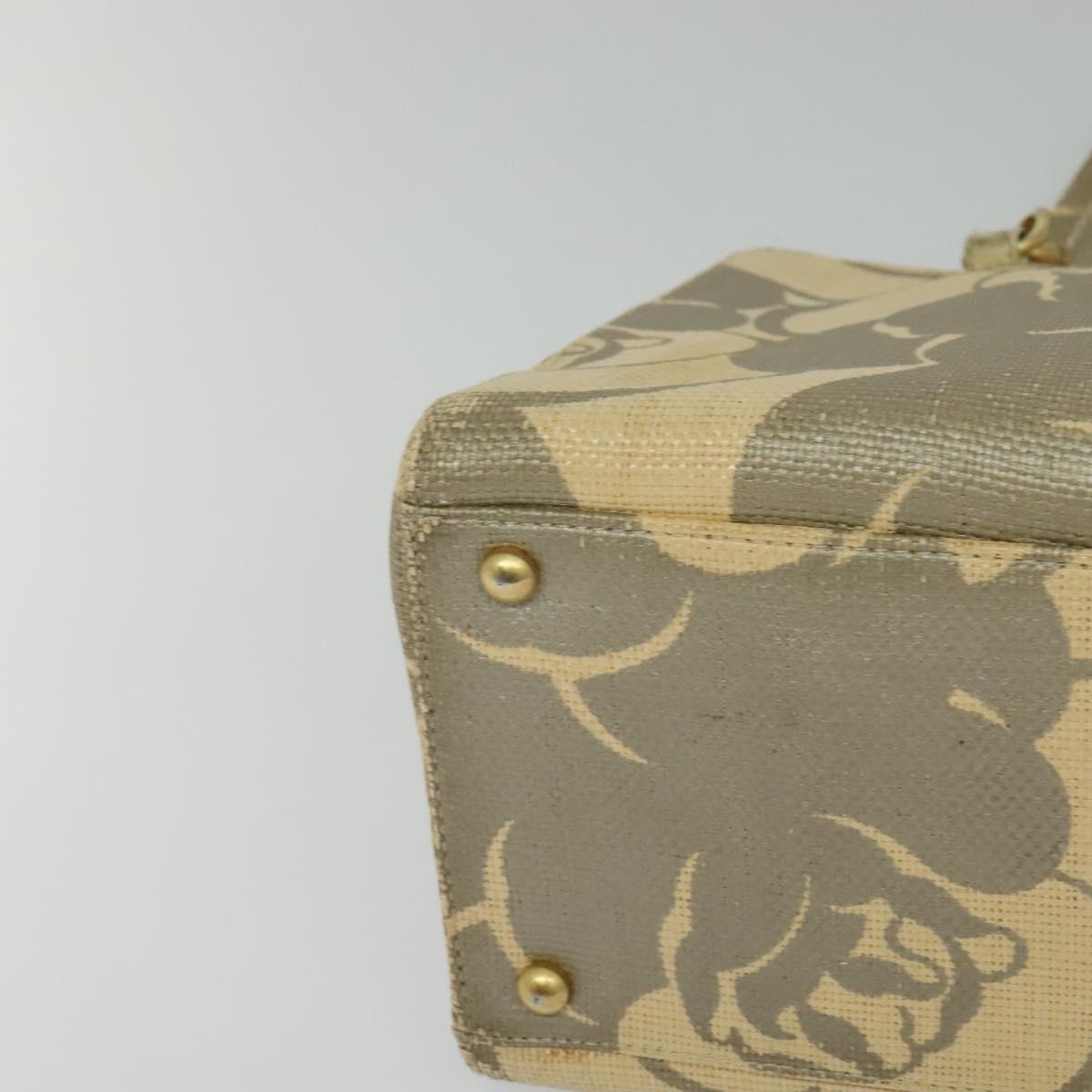 CHANEL Camelia Chain Tote Bag Straw Beige CC Auth 122907