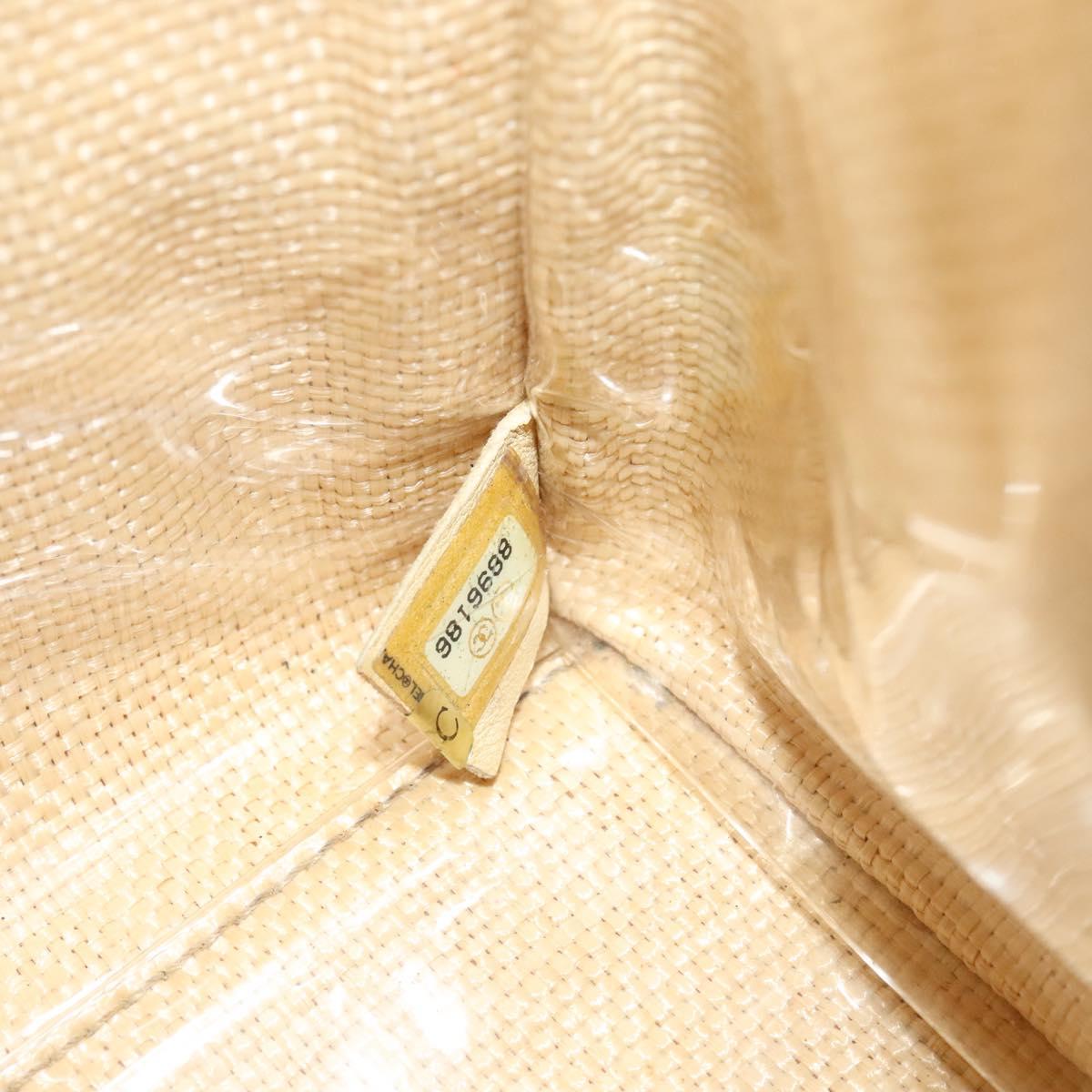 CHANEL Camelia Chain Tote Bag Straw Beige CC Auth 122907