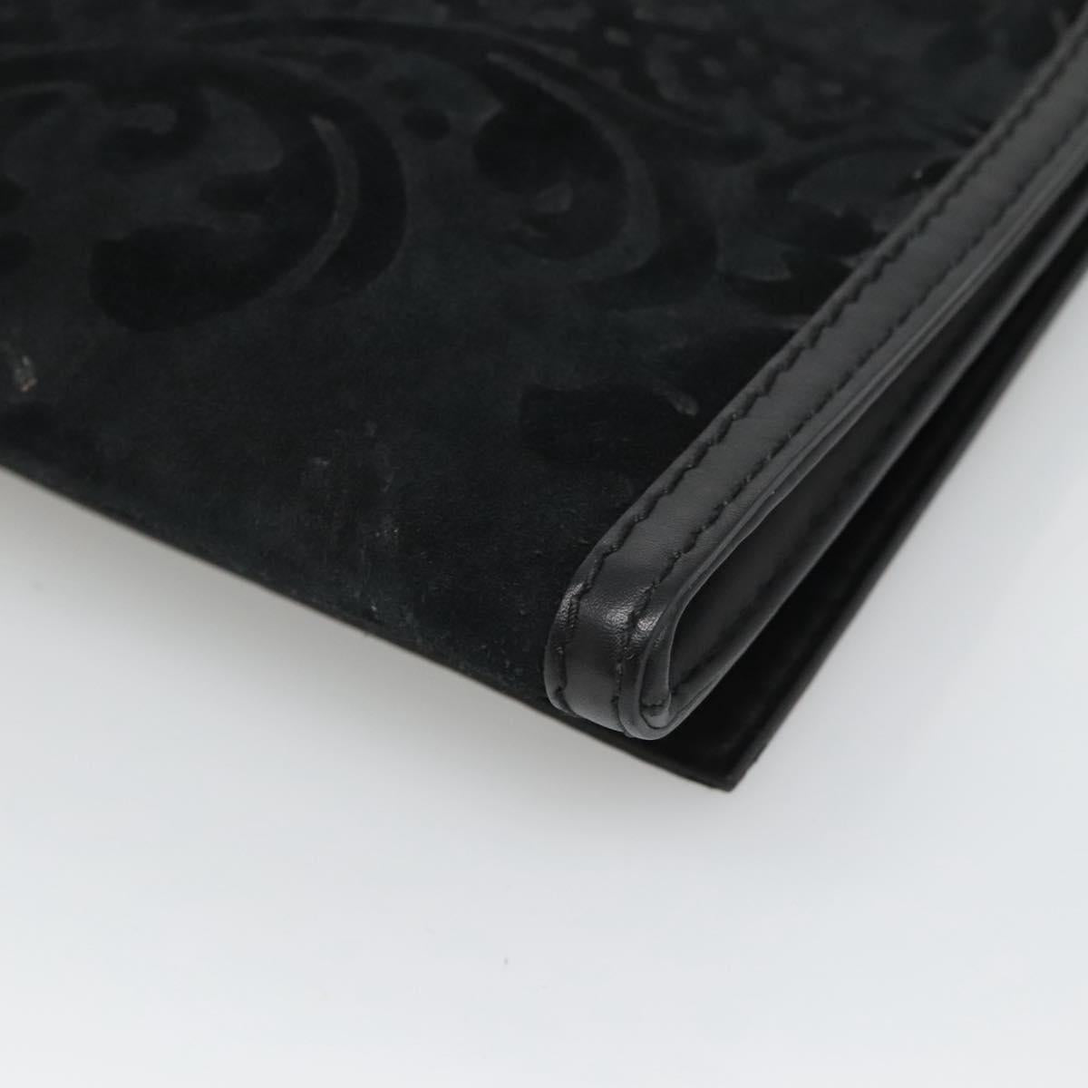 GUCCI Clutch Bag Suede Black Gold 304719 Auth 122916