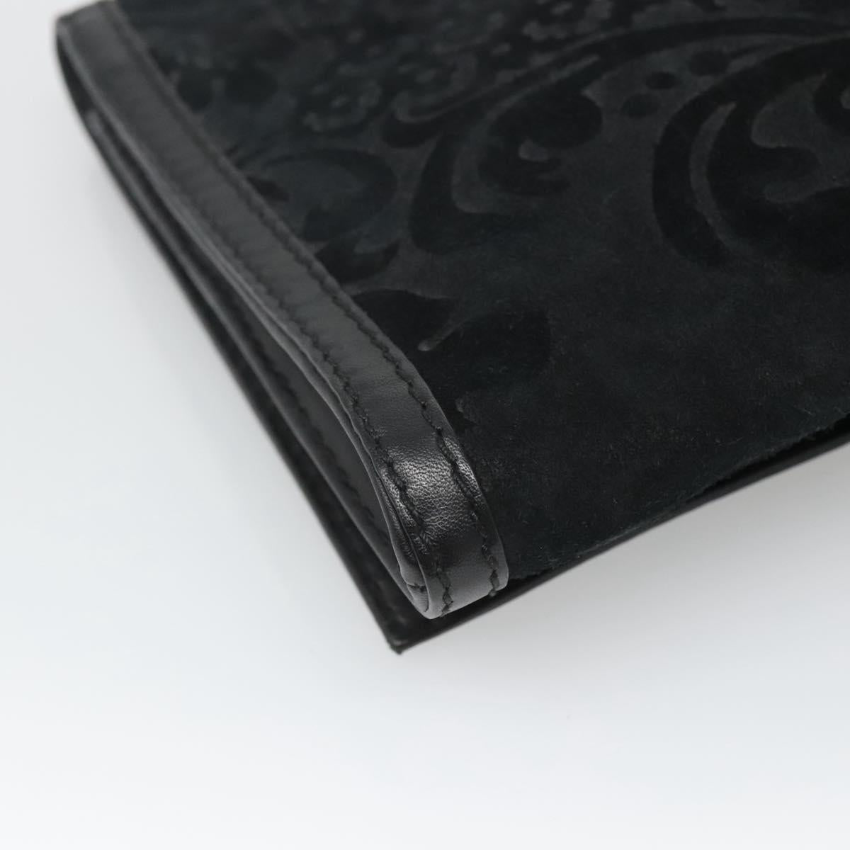 GUCCI Clutch Bag Suede Black Gold 304719 Auth 122916
