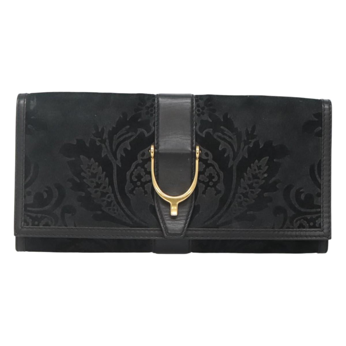 GUCCI Clutch Bag Suede Black Gold 304719 Auth 122916