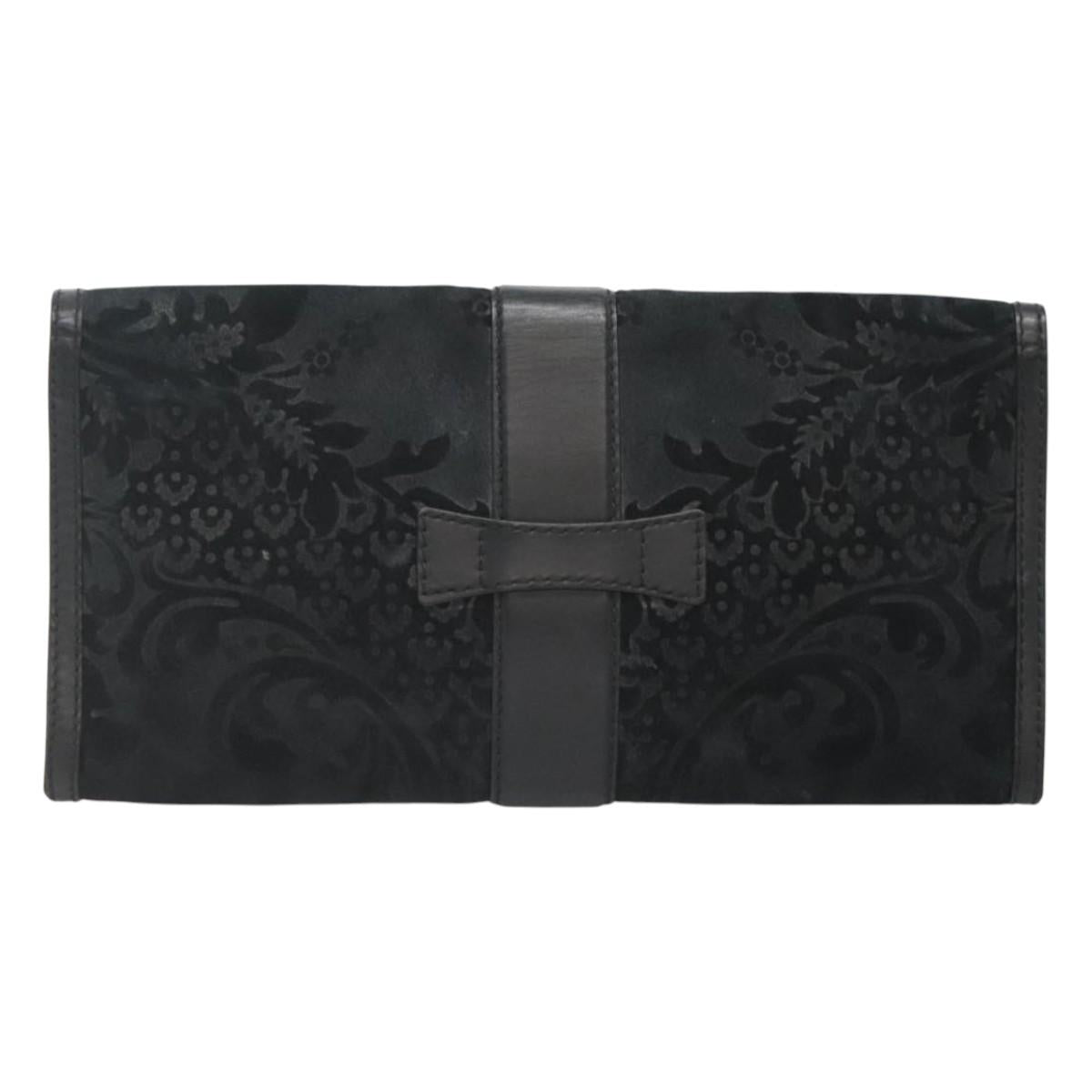 GUCCI Clutch Bag Suede Black Gold 304719 Auth 122916