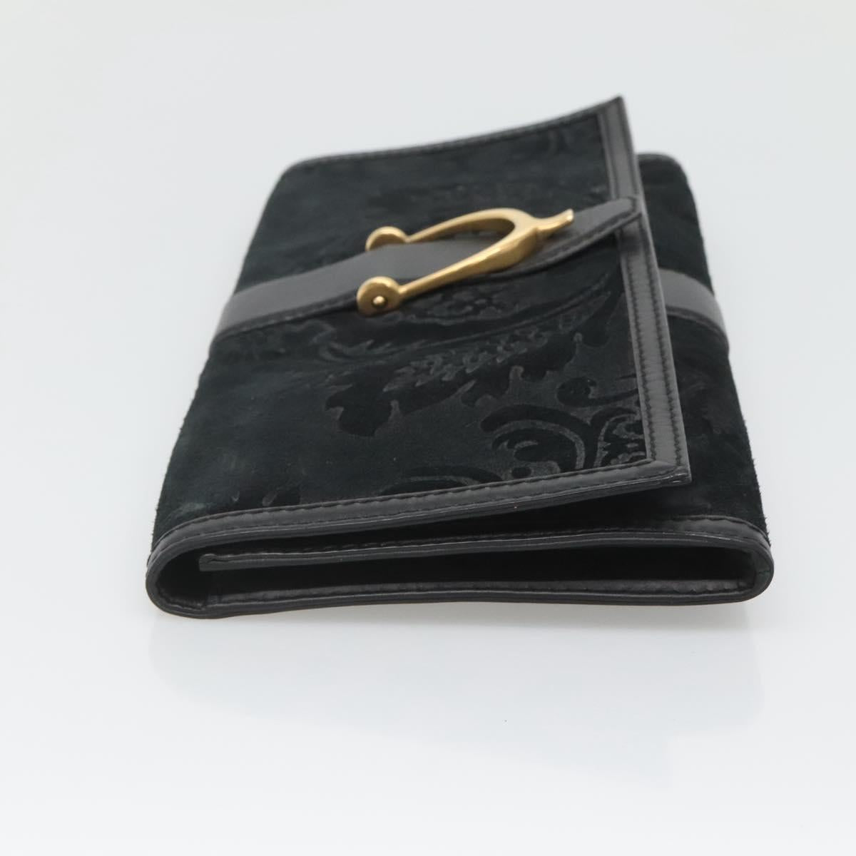 GUCCI Clutch Bag Suede Black Gold 304719 Auth 122916
