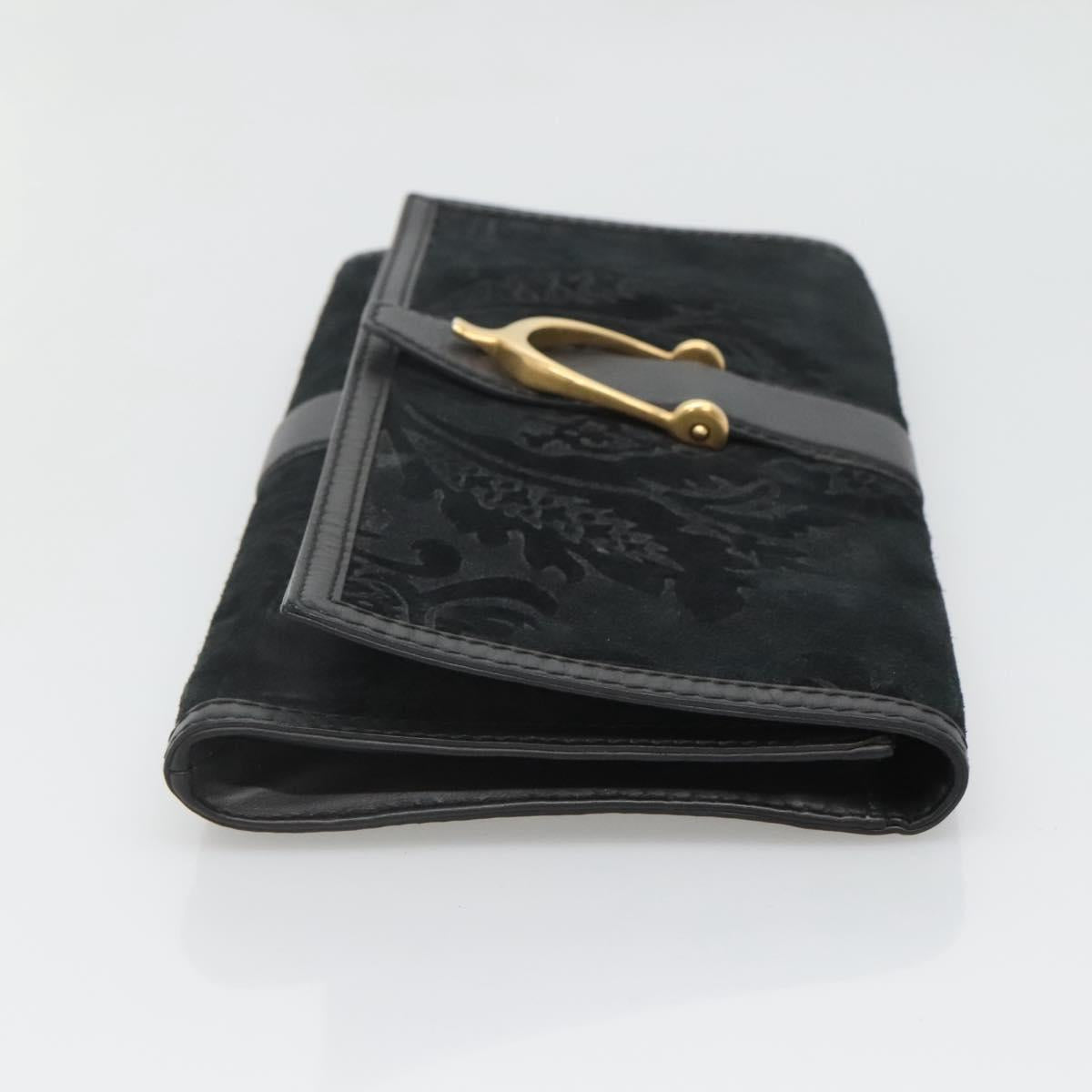 GUCCI Clutch Bag Suede Black Gold 304719 Auth 122916