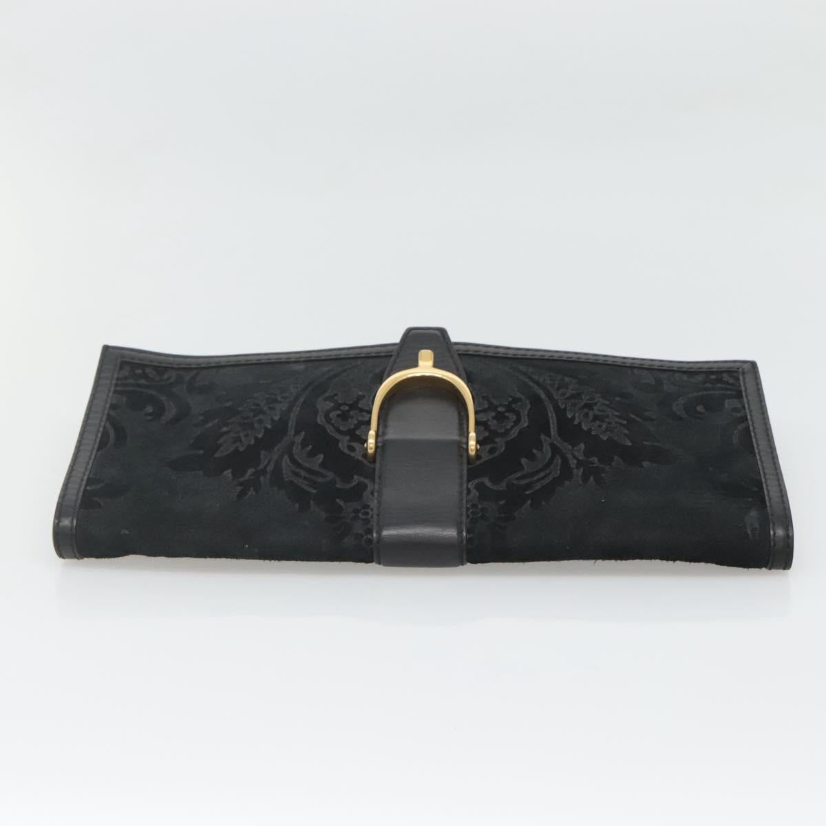GUCCI Clutch Bag Suede Black Gold 304719 Auth 122916