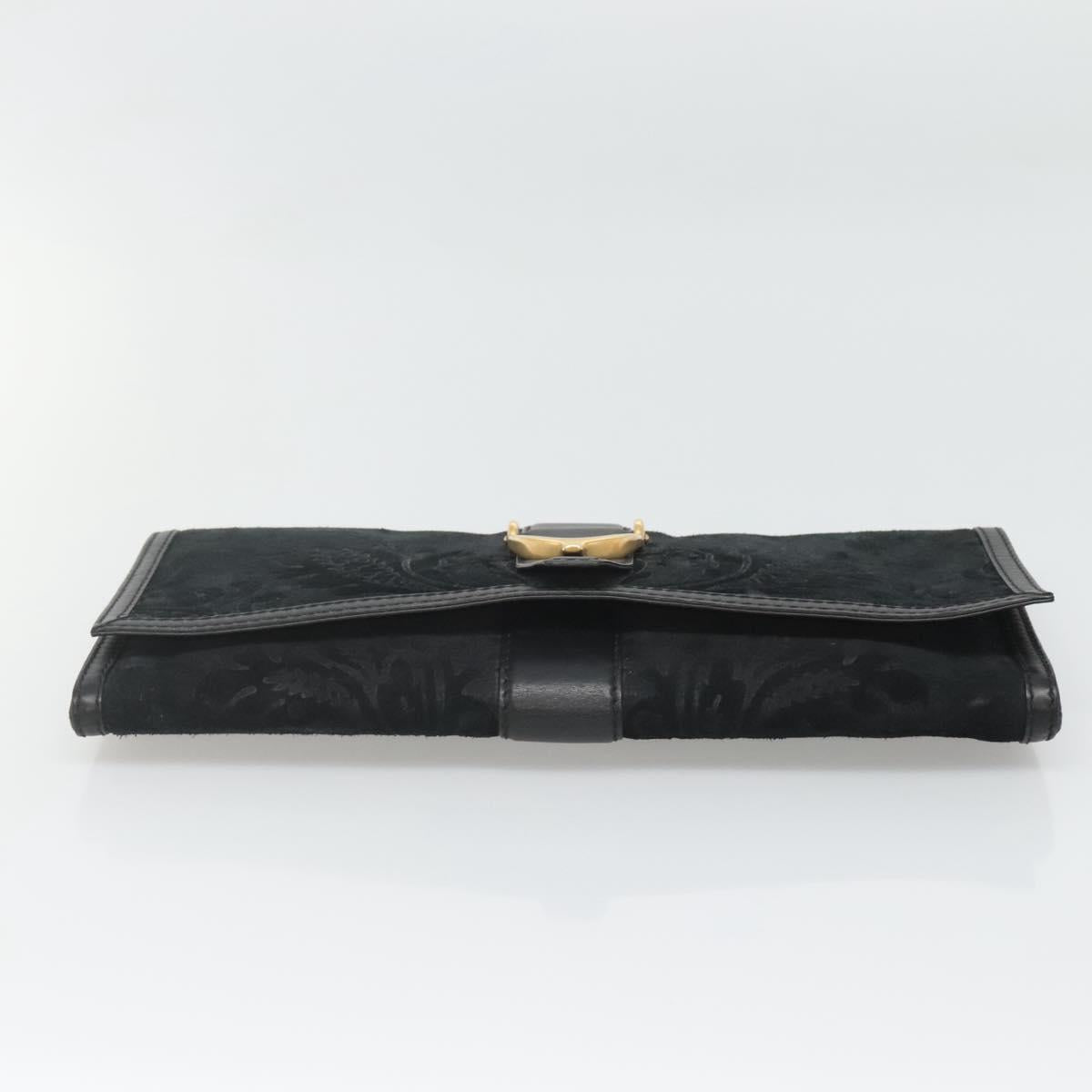 GUCCI Clutch Bag Suede Black Gold 304719 Auth 122916