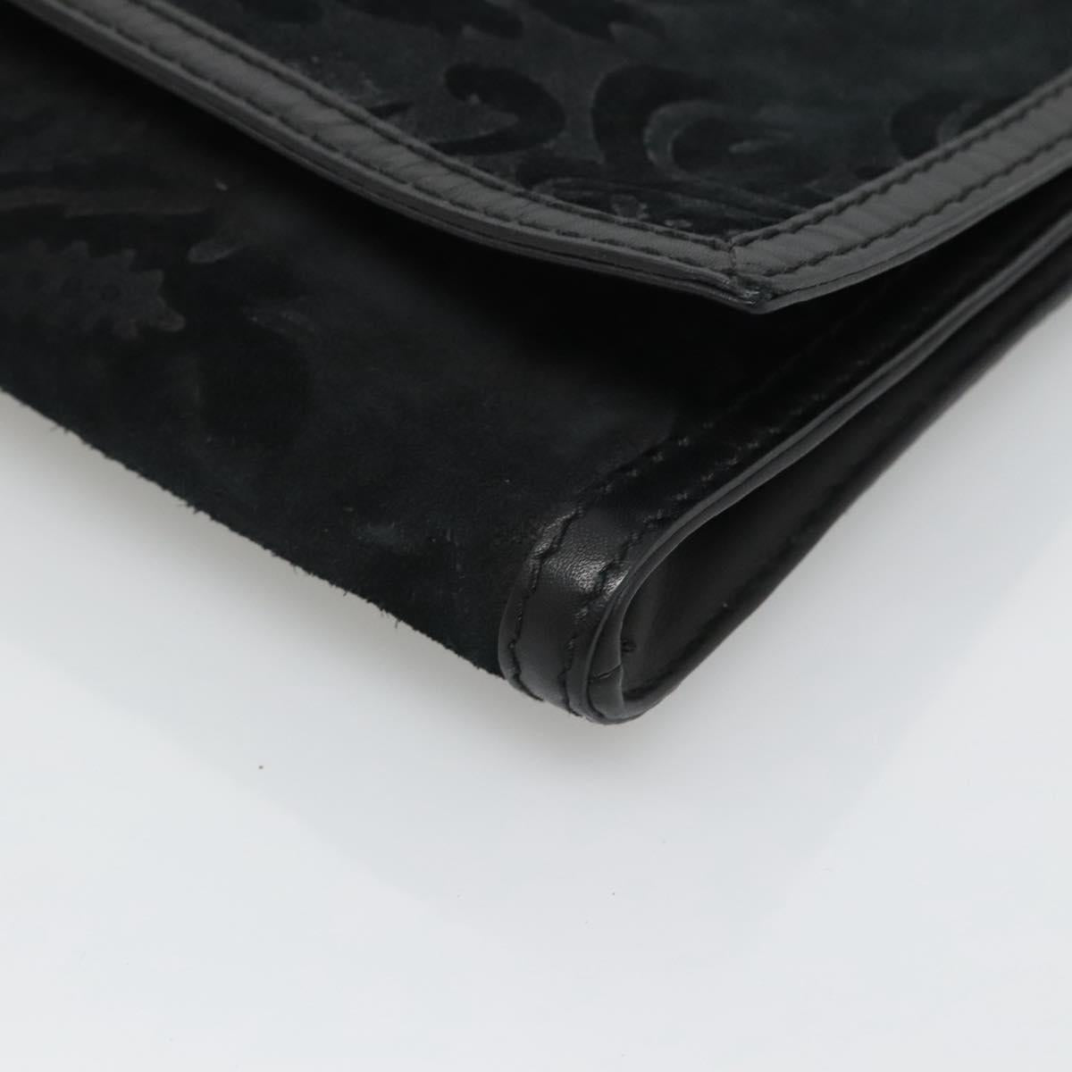 GUCCI Clutch Bag Suede Black Gold 304719 Auth 122916