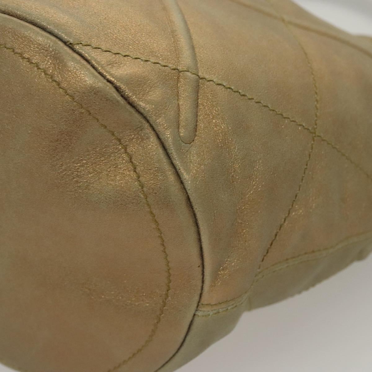 Salvatore Ferragamo Hand Bag Suede Gold Silver Auth 122919