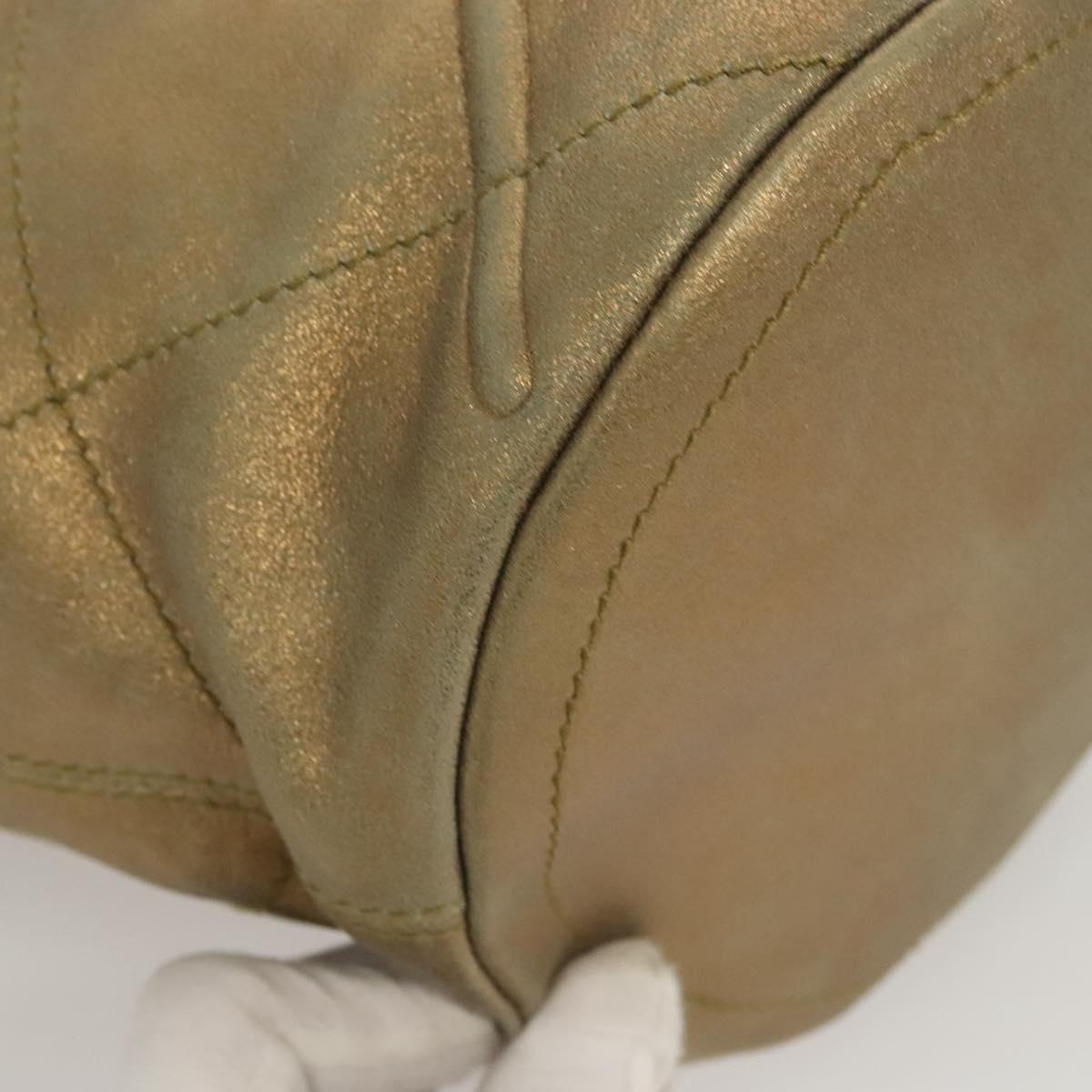 Salvatore Ferragamo Hand Bag Suede Gold Silver Auth 122919