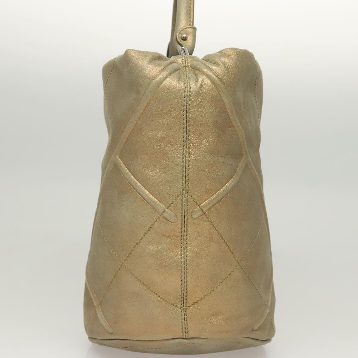 Salvatore Ferragamo Hand Bag Suede Gold Silver Auth 122919