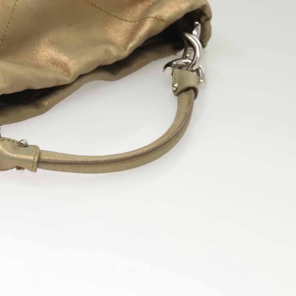 Salvatore Ferragamo Hand Bag Suede Gold Silver Auth 122919