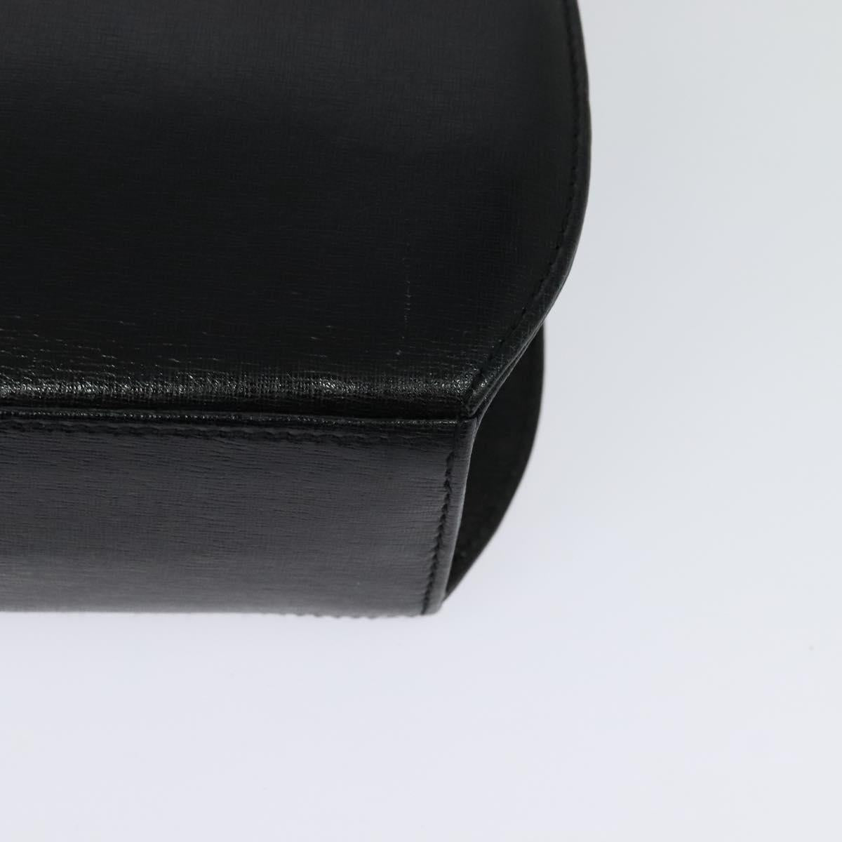 Salvatore Ferragamo Chain Shoulder Bag Leather Black Gold Auth 122921