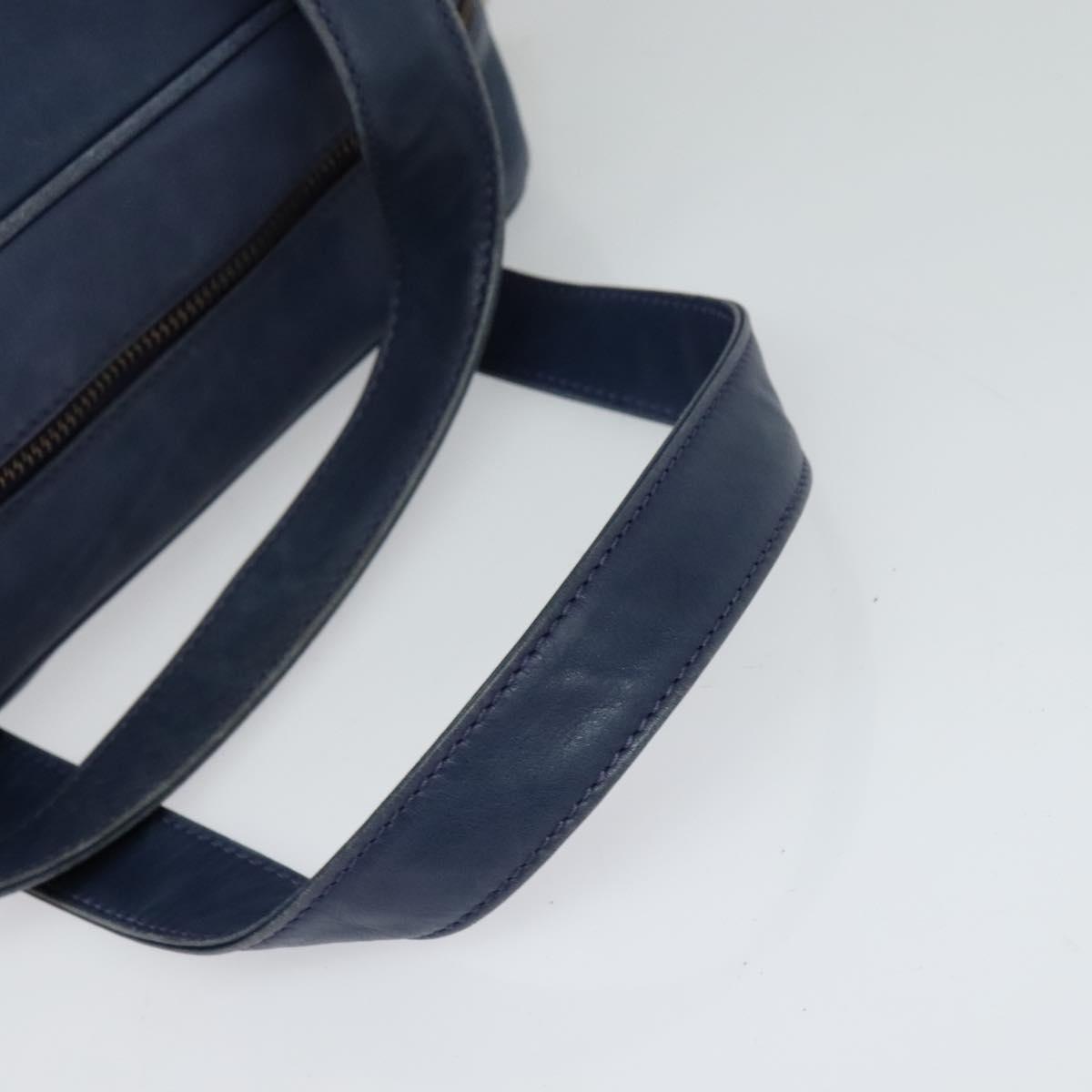 CELINE Hand Bag Leather 2way Blue Gold Auth 122924