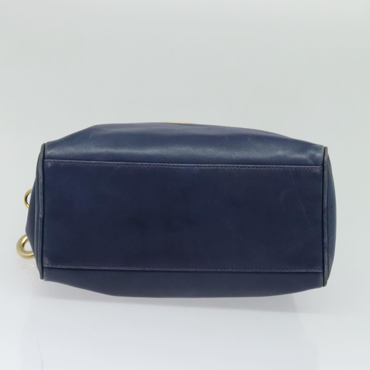 CELINE Hand Bag Leather 2way Blue Gold Auth 122924