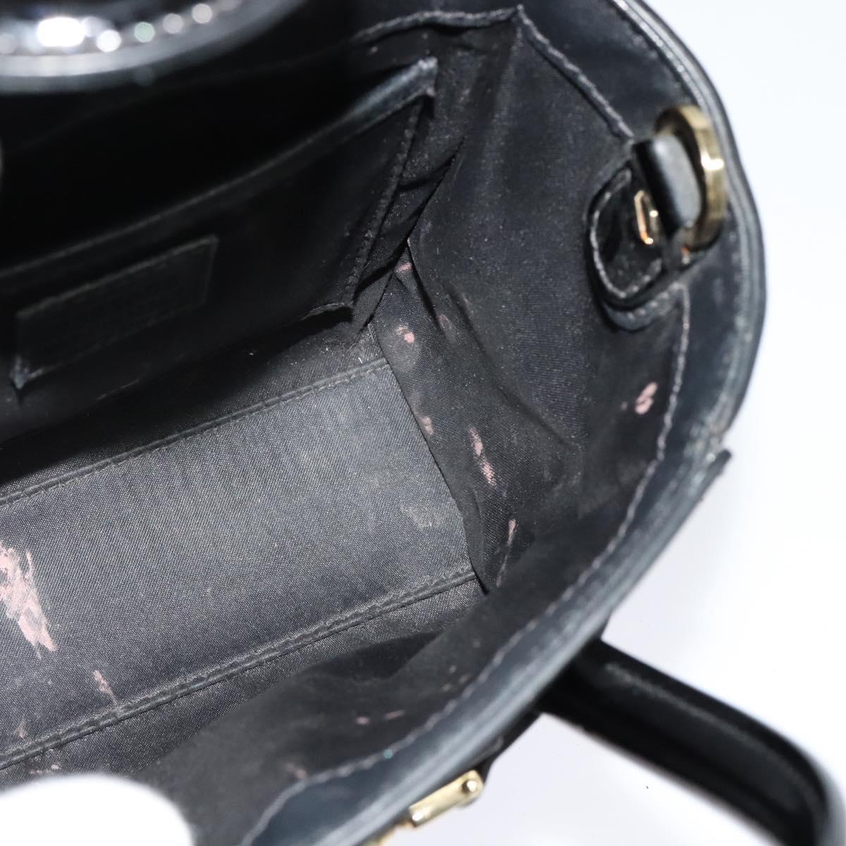 VERSACE Hand Bag Patent leather 2way Black Gold Auth 122926