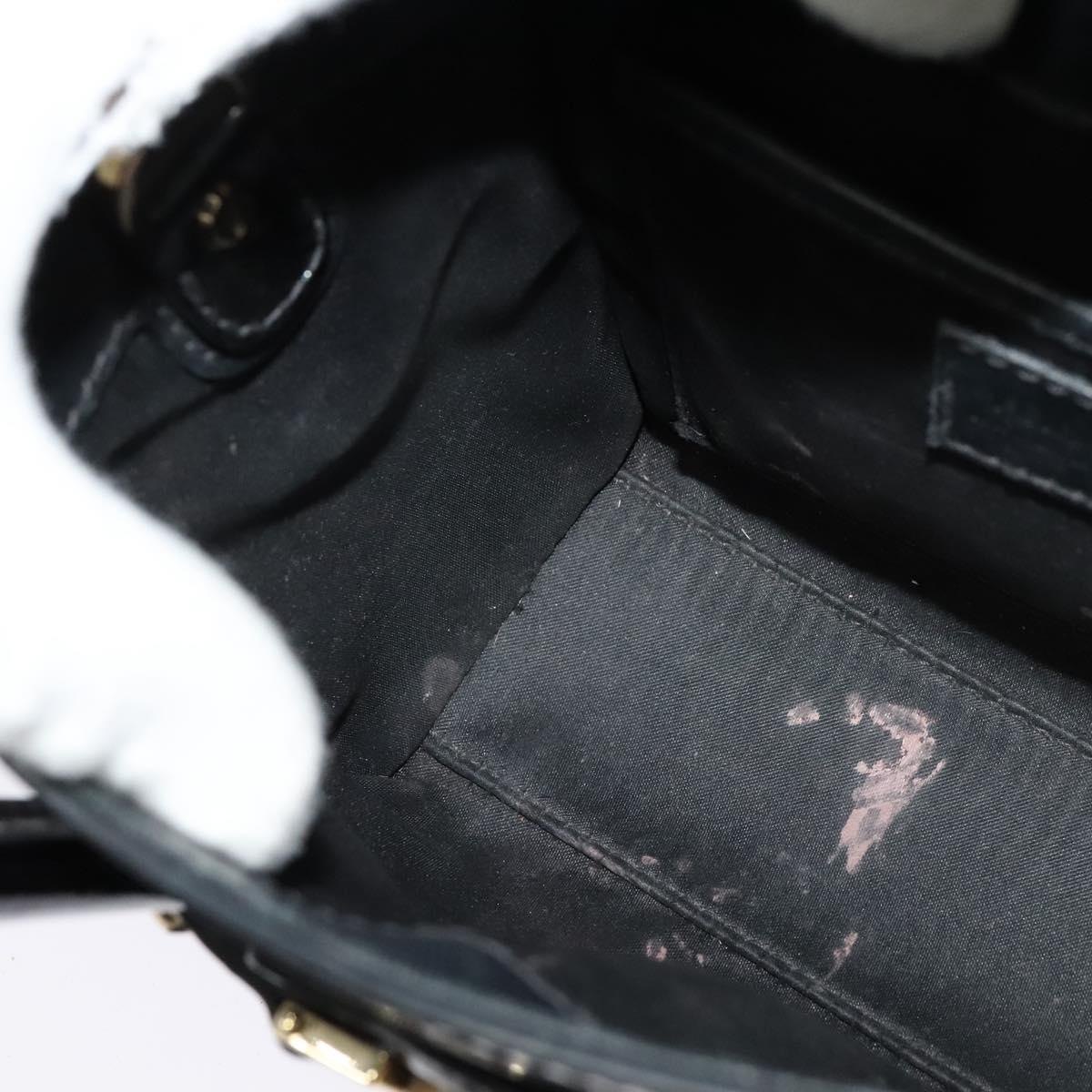 VERSACE Hand Bag Patent leather 2way Black Gold Auth 122926