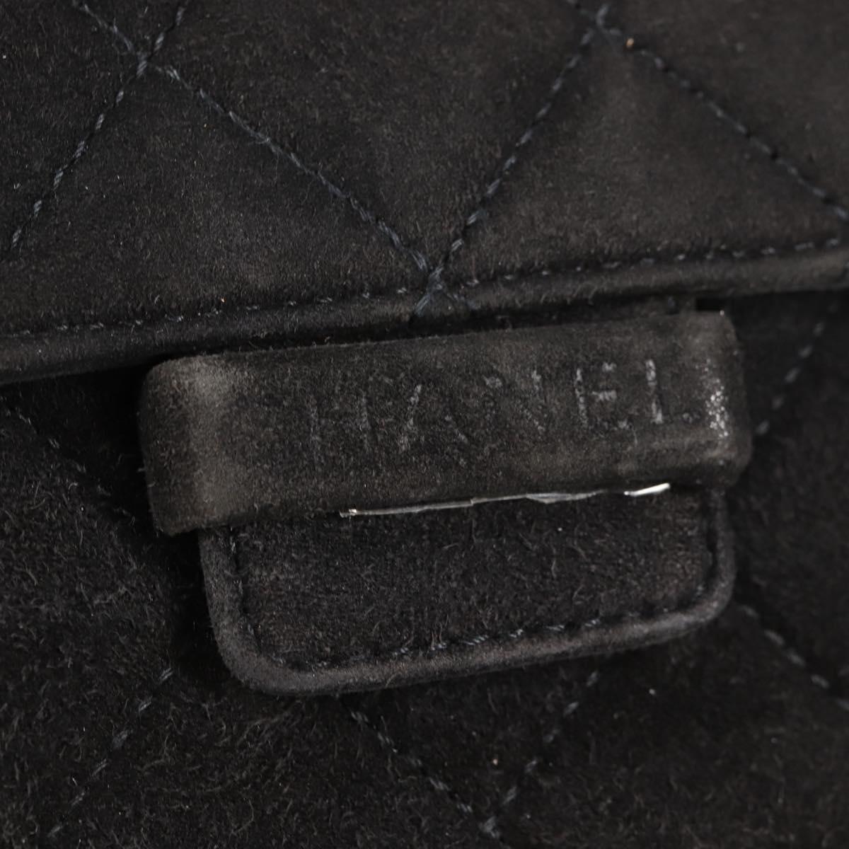 CHANEL Matelasse Shoulder Bag Suede Black Gold CC Auth 122942