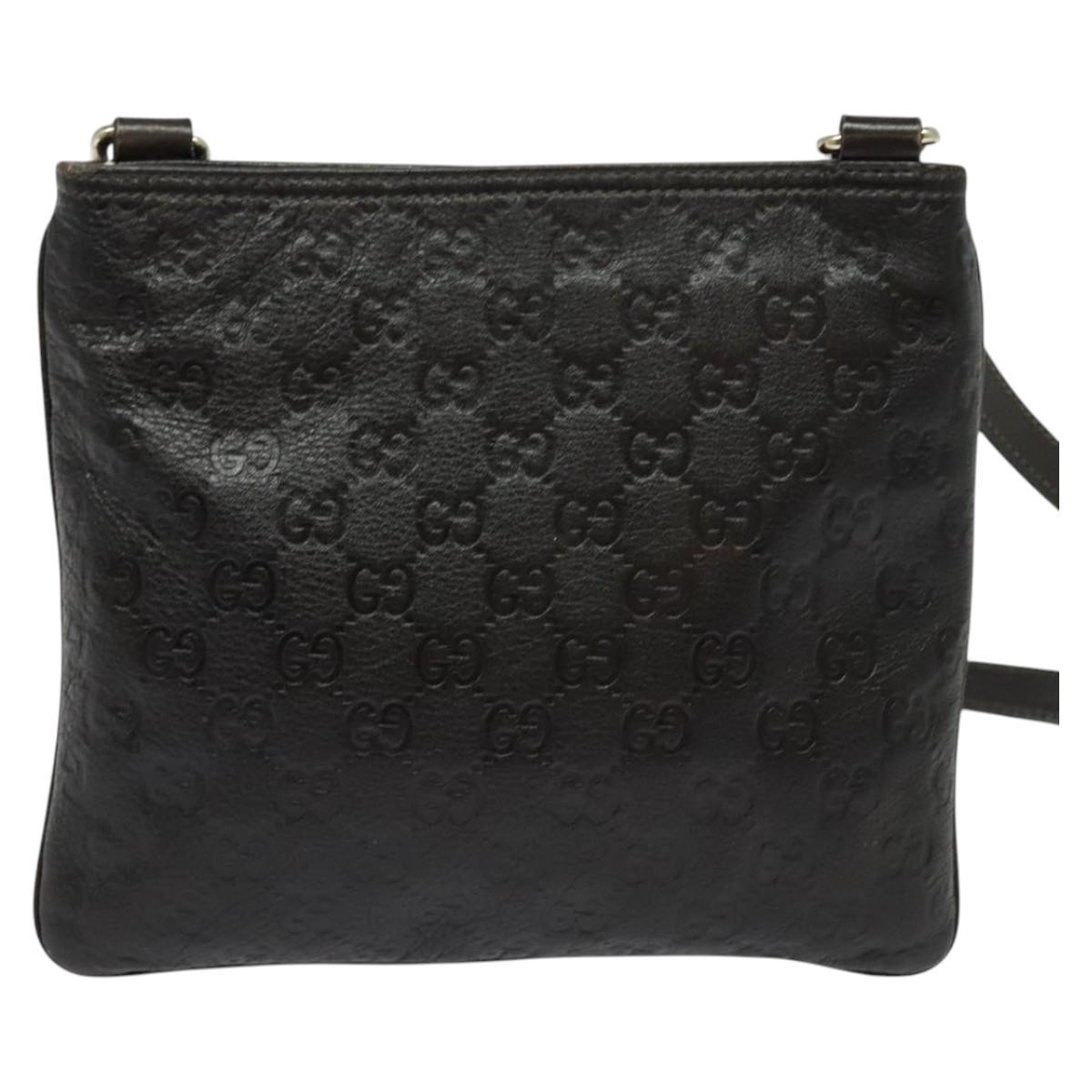 GUCCI GG Canvas Guccissima Bag Leather Dark Brown Gold 201538 Auth 122959