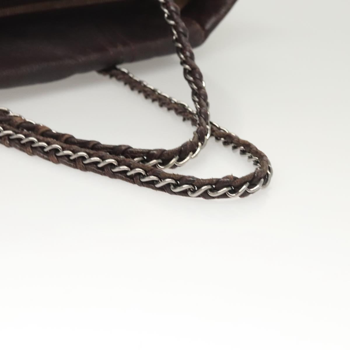 CHANEL COCO Mark Chain Tote Bag Leather Dark Brown CC Auth 122961