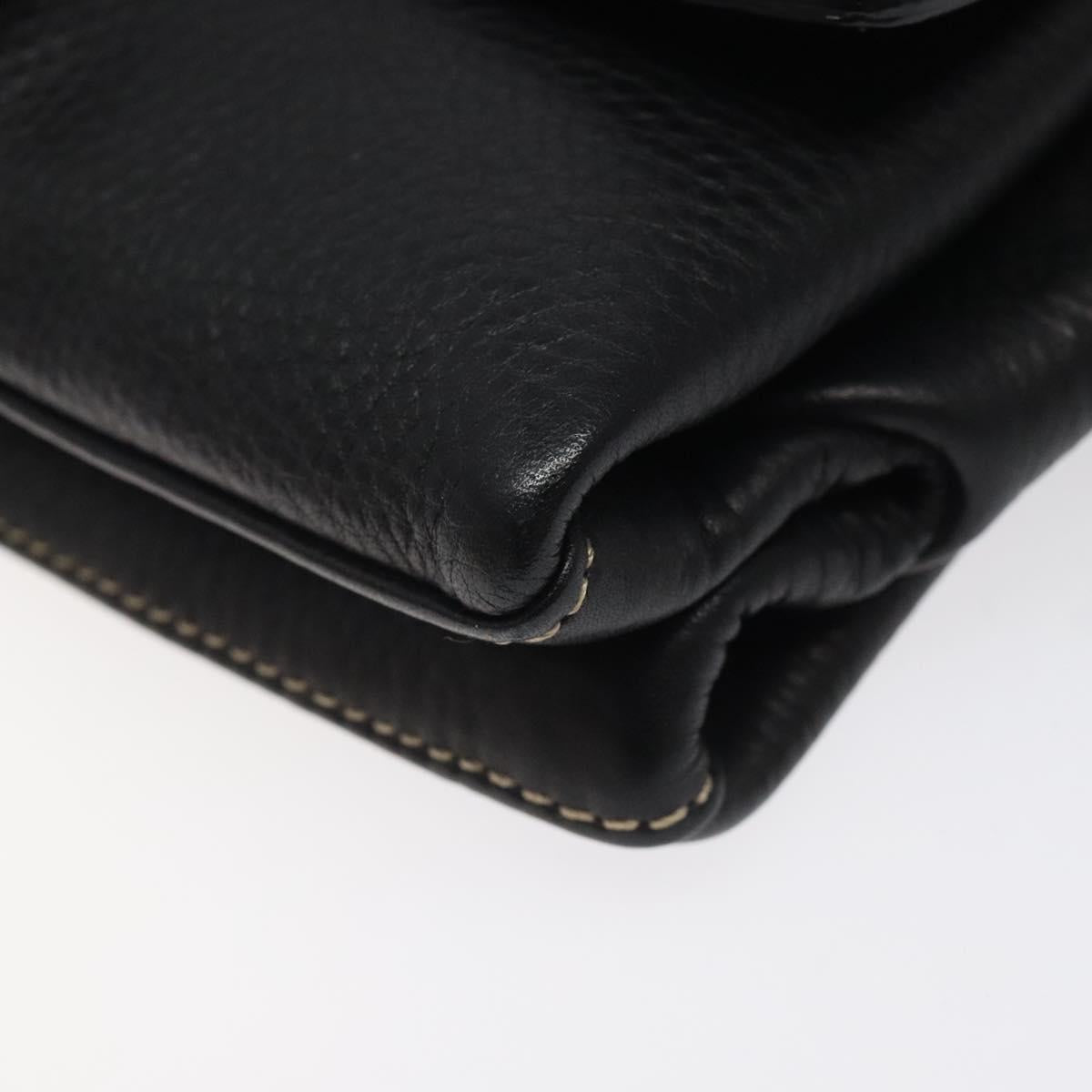 BALLY Shoulder Bag Leather Black Gold Auth 122964