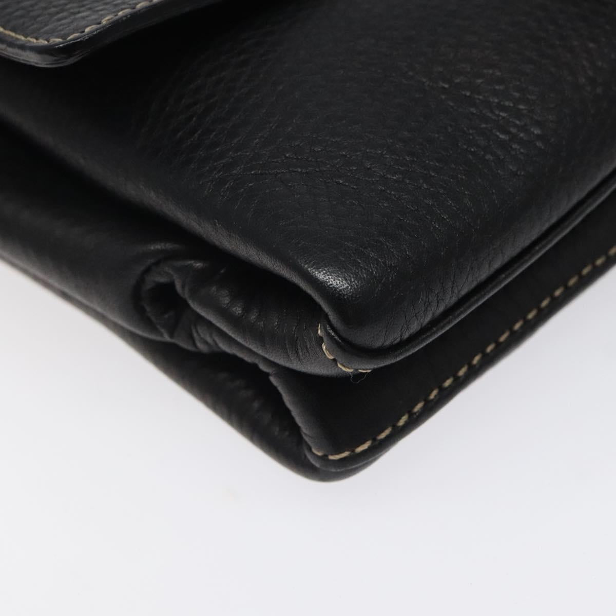 BALLY Shoulder Bag Leather Black Gold Auth 122964