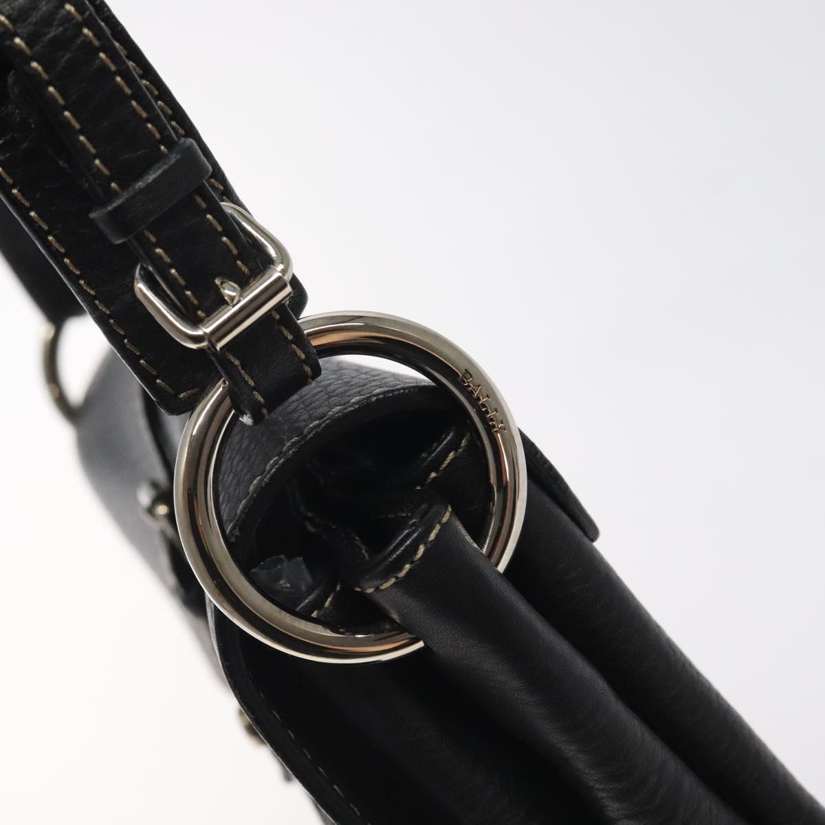 BALLY Shoulder Bag Leather Black Gold Auth 122964