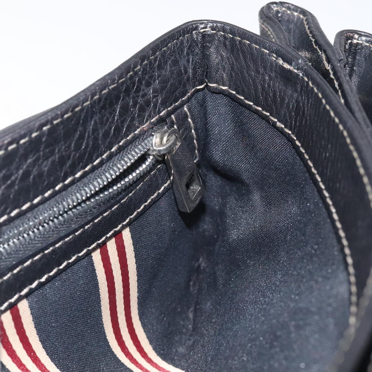 BALLY Shoulder Bag Leather Black Gold Auth 122964