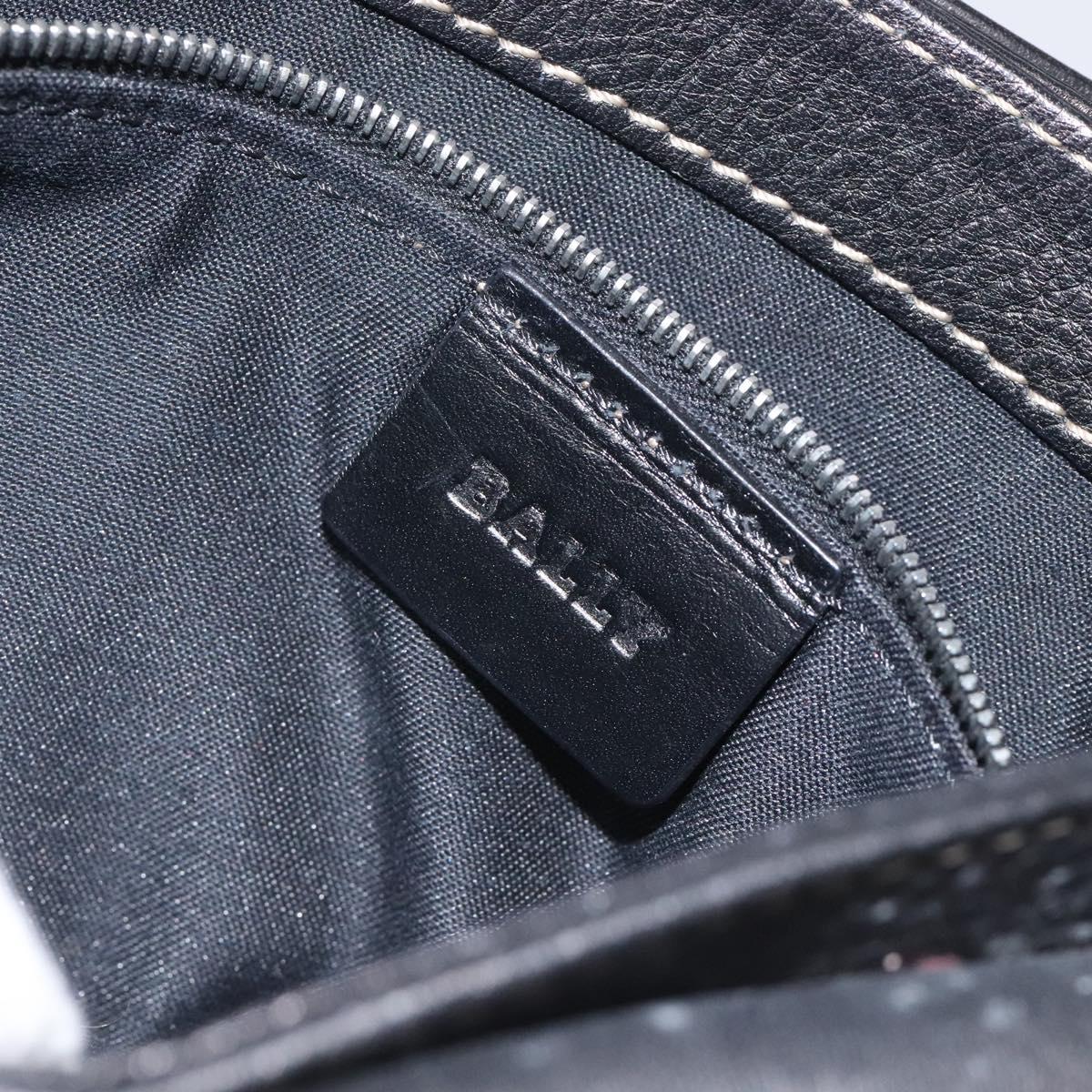 BALLY Shoulder Bag Leather Black Gold Auth 122964