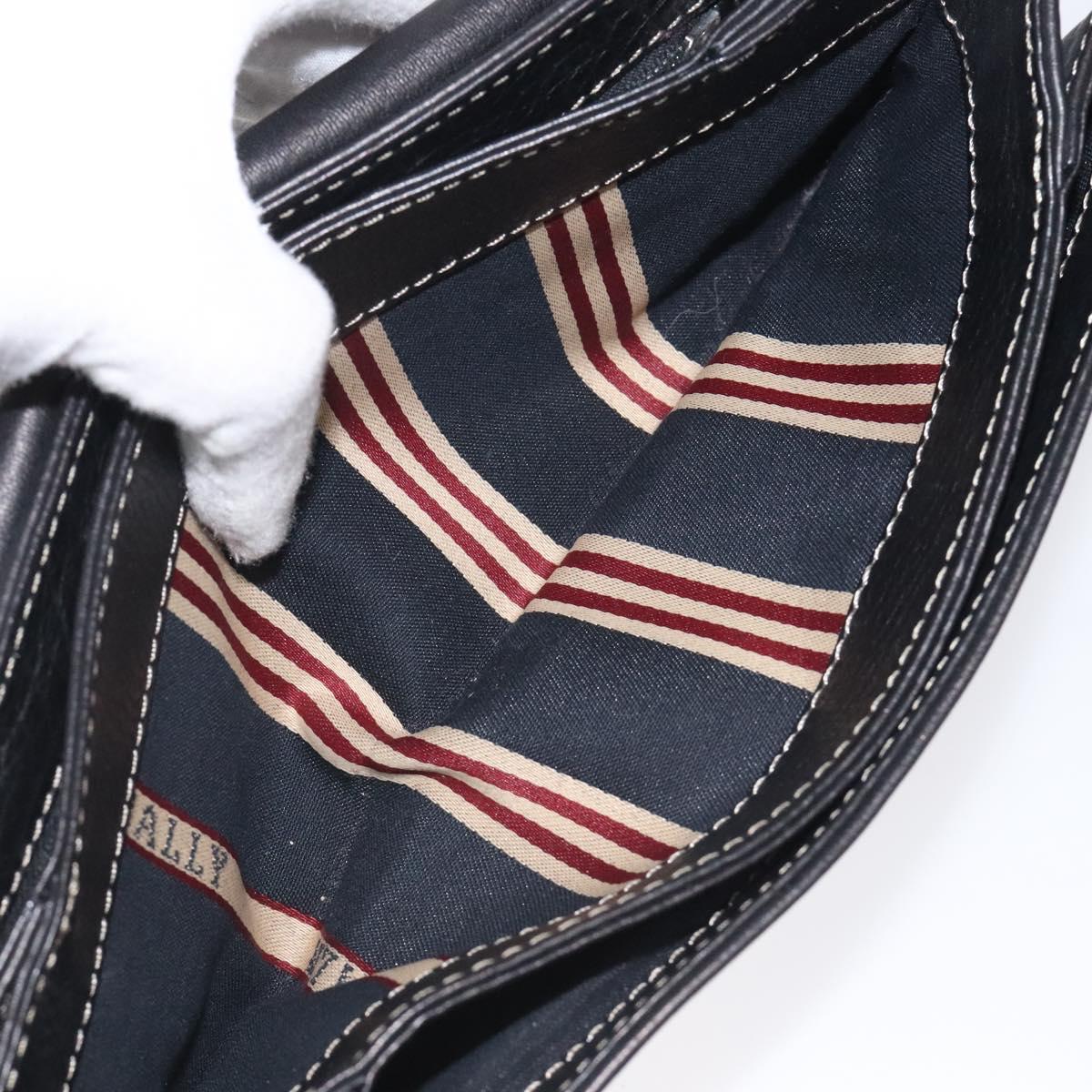 BALLY Shoulder Bag Leather Black Gold Auth 122964